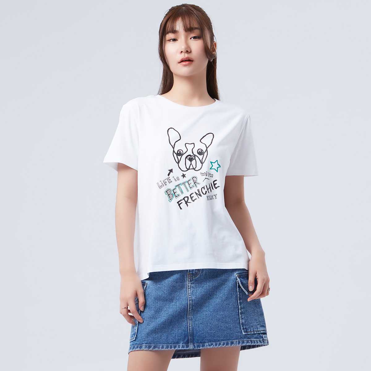เสื้อทีเชิ้ตลายเฟรนช์ชี่ | Frenchie Print Tee Shirt | 06217