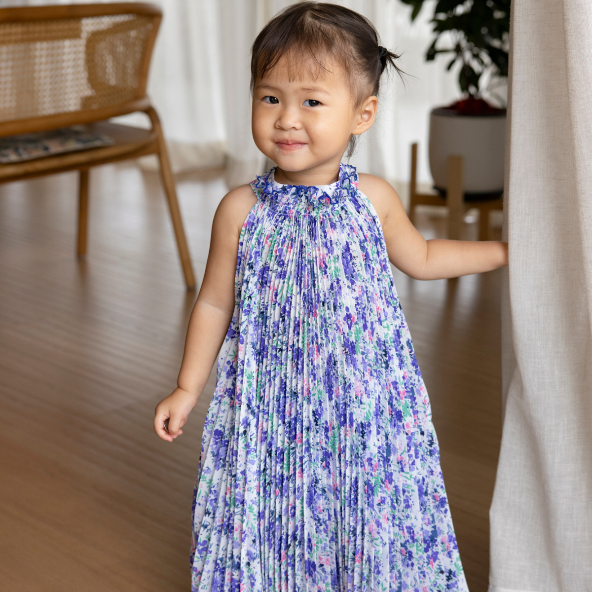 Baby Bow Dress Forest - Print Purple