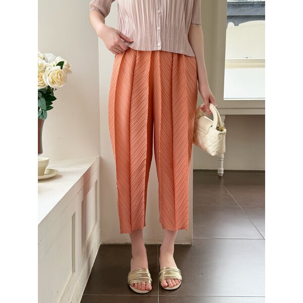ยาว 32 นิ้ว 2MUAY รุ่น GJO10264 กางเกงอัดพลีท DIAGONAL PLEATED PANTS 9 สี FREE SIZE