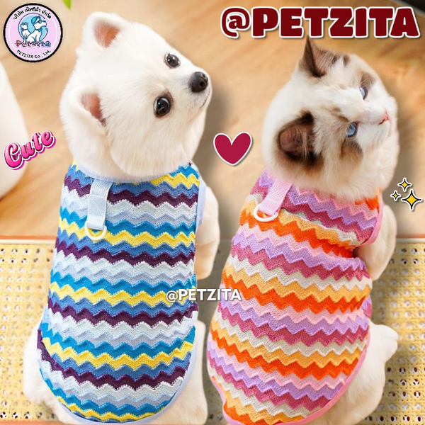 🇹🇭พร้อมส่ง🇹🇭 เสื้อแขนกุดไหมพรมถัก สีสันสดใสน่ารัก ใส่สบายจ้า for pet เสื้อสุนัข ชุดหมา ชุดแมว