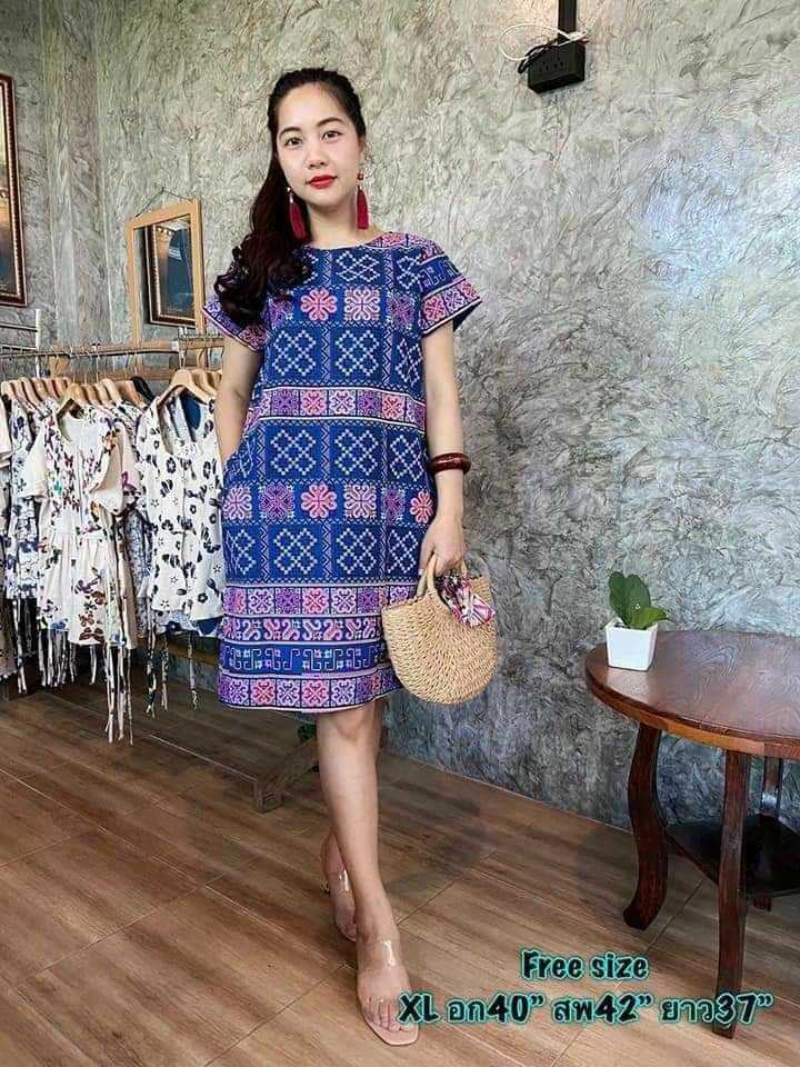 ชุดเดรสผ้าฝ้าย ส่งฟรี