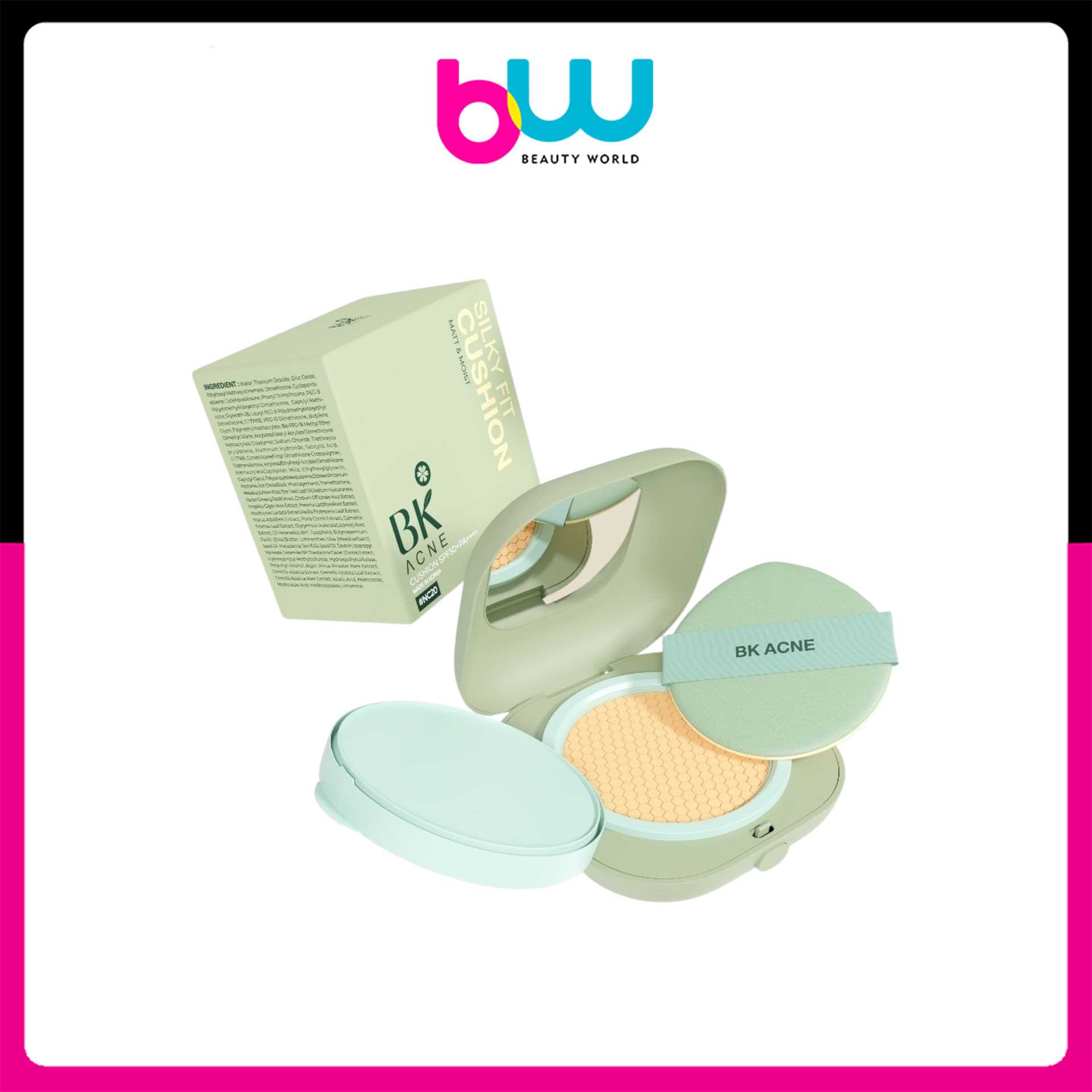 คุชชั่น คูชั่น BK Acne Silky Fit Cushion Matte&Moist SPF50+ PA++++ บีเค คุชชั่น เกาหลี คุชชั่นสิว