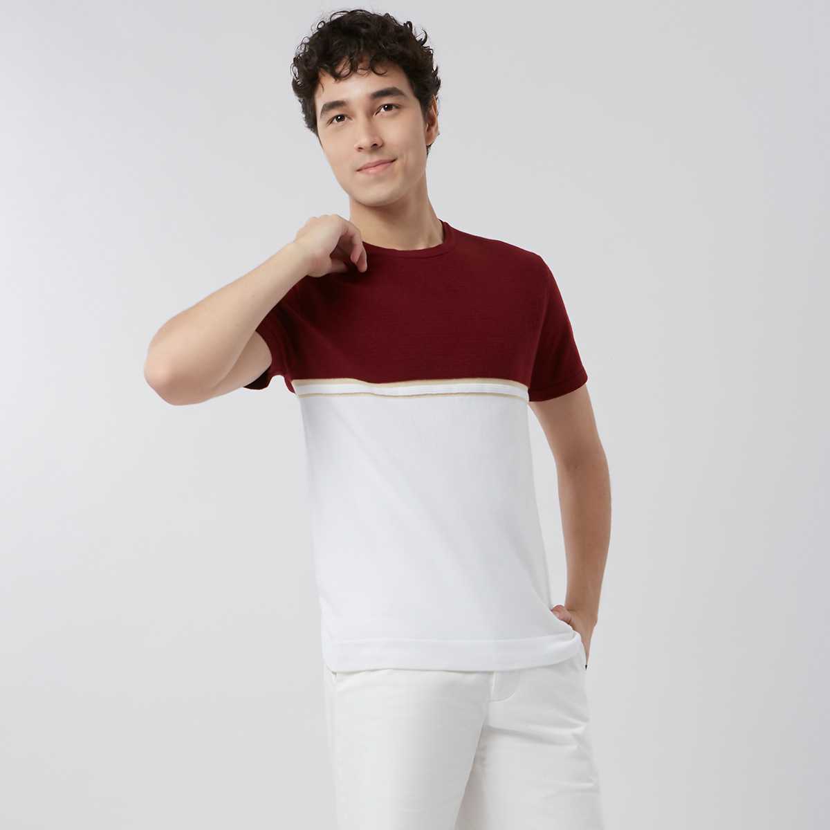 เสื้อนิตคัลเลอร์บล็อก | Colour Block Knit Top | 03502
