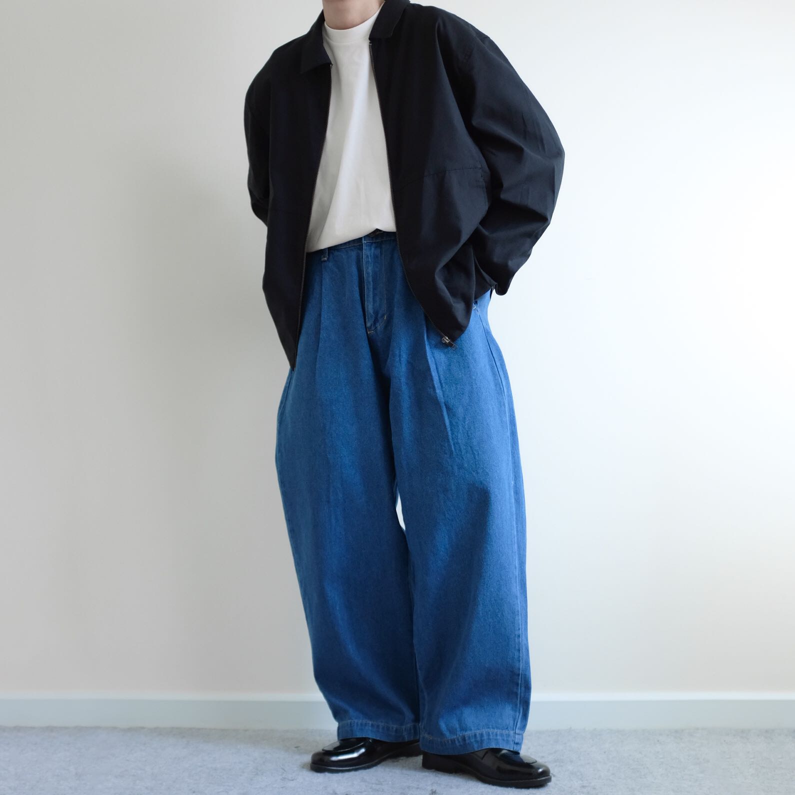BENO  Cropped Straight Oversized Wide Legs Jeans 