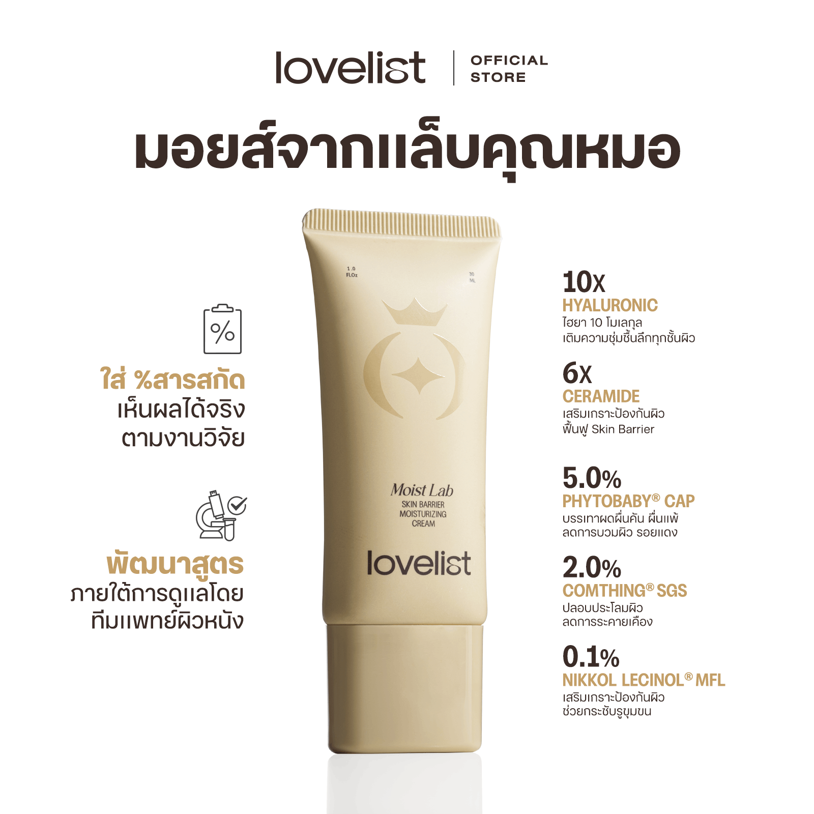 Lovelist Moist Lab เลิฟลิสต์ มอยส์เเล็บ Skin Barrier Moisturizing Cream (30 ml)