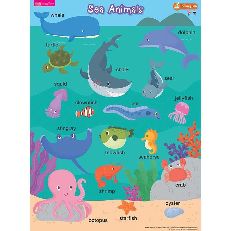 โปสเตอร์พลาสติก Sea Animals (ใช้กับ Talking Pen)