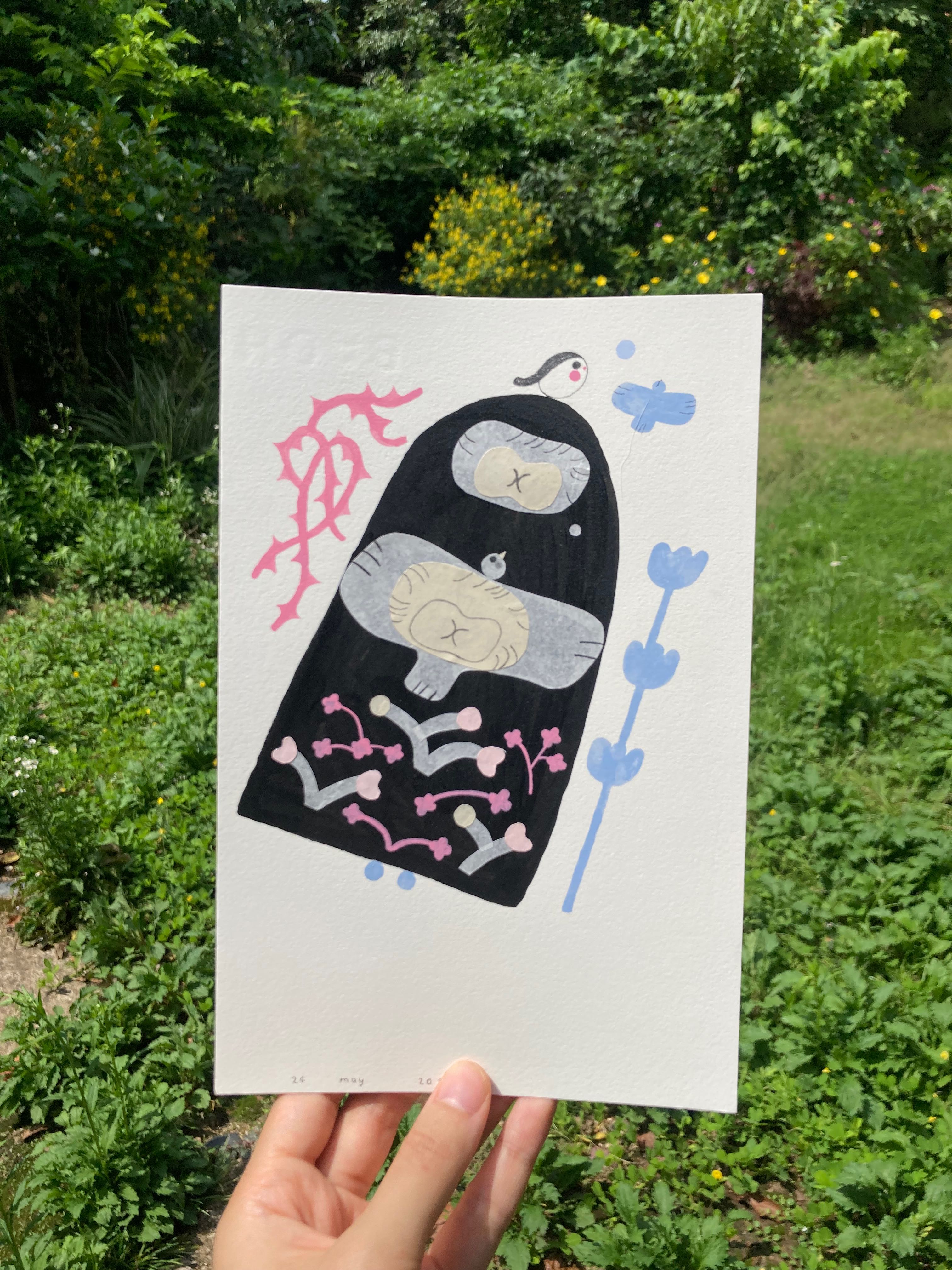 ORIGINAL - flower + bird