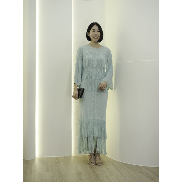 2MUAY รุ่น GA90178 เดรสอัดพลีท FRINGE LAYER PLEATED DRESS 11 สี FREE SIZE