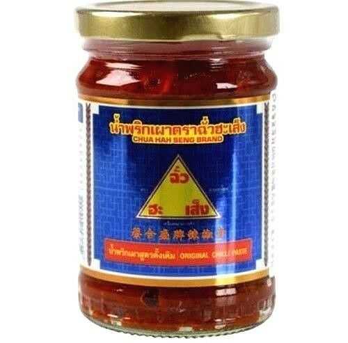 น้ำพริกเผา ตราฉั่วฮะเส็ง สูตรดั้งเดิม 228กรัม. (กระป๋อง)