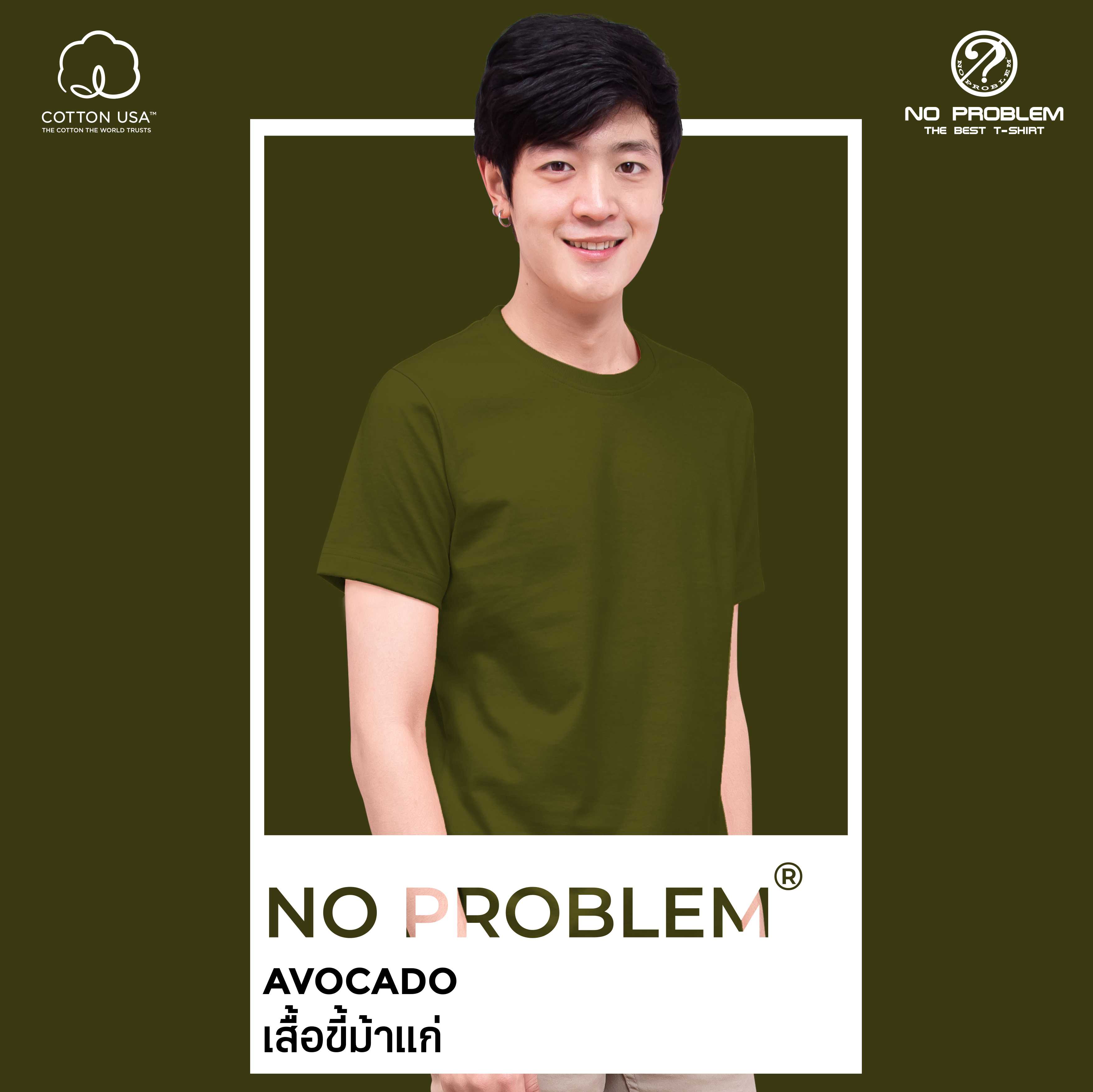 เสื้อยืดคอกลม สีขี้ม้าแก่  No problem - Basic Tee NO.0020 Cotton100% Easy Tone