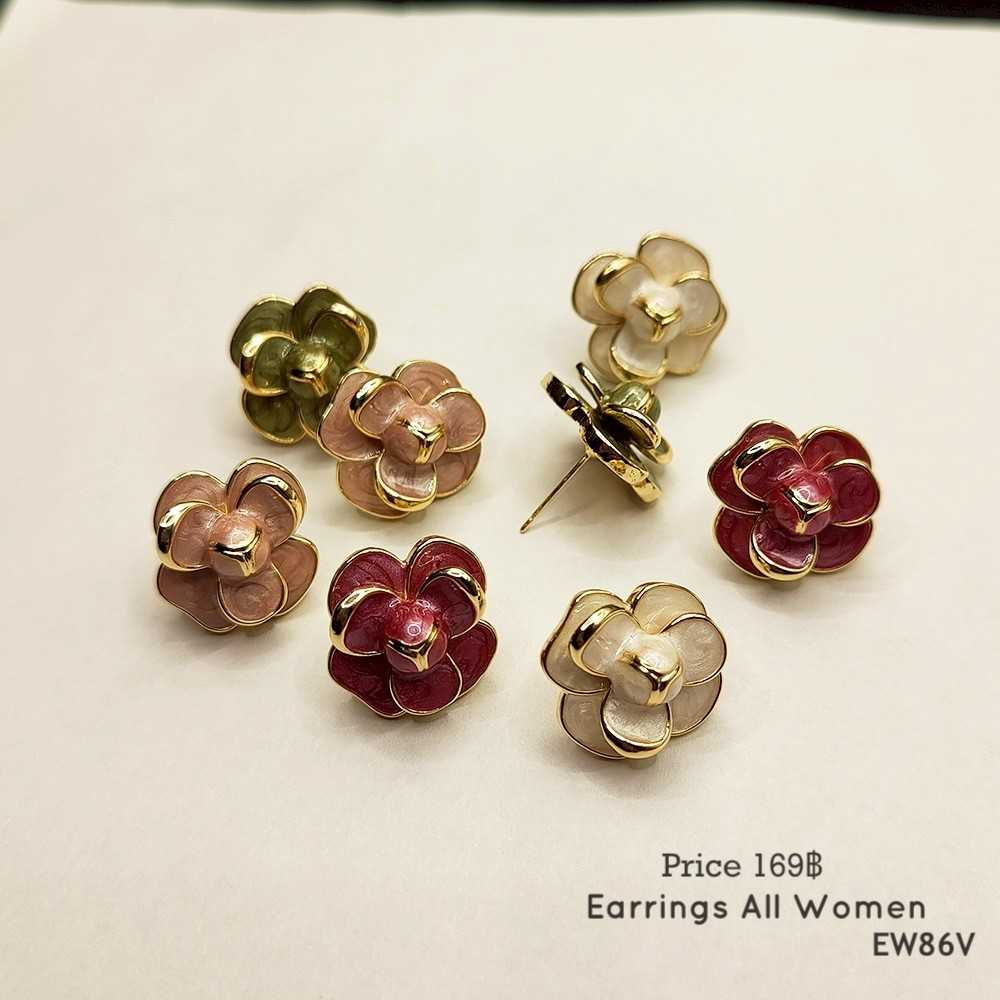 EW86V ต่างหูห่วงดอกไม้  สี 4