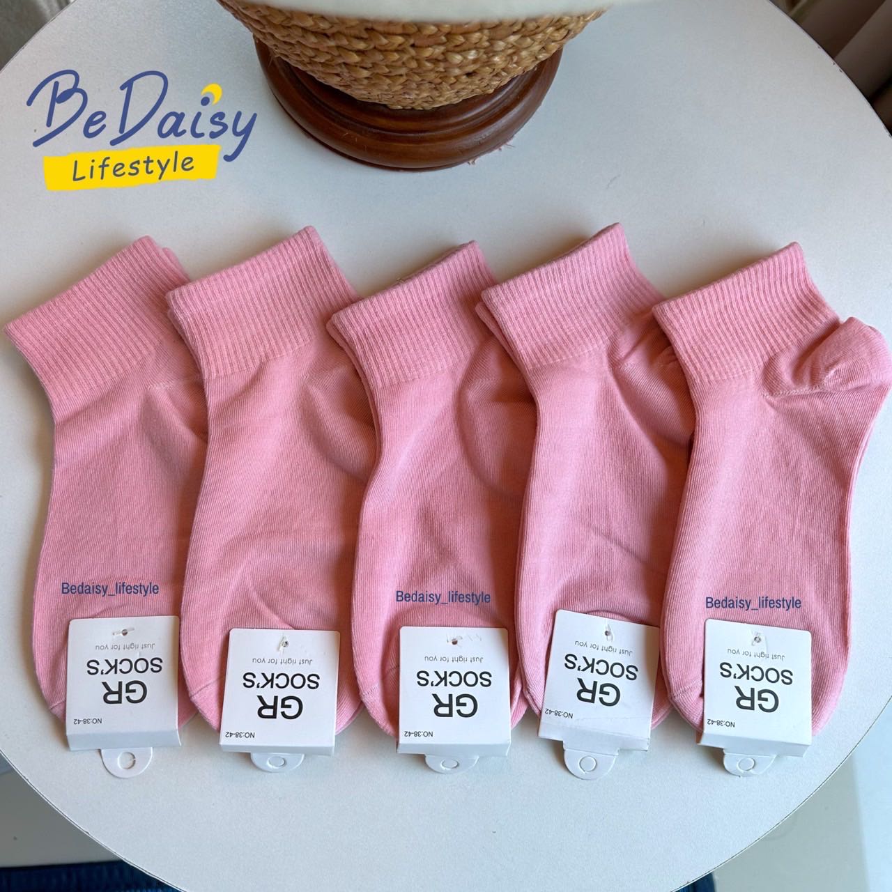 ข้อสั้นสีพื้นชมพู