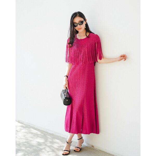 2MUAY รุ่น GJO3761 เดรสพลีทคุณภาพ FRINGE SHOULDER PLEATED DRESS 8สี FREE SIZE