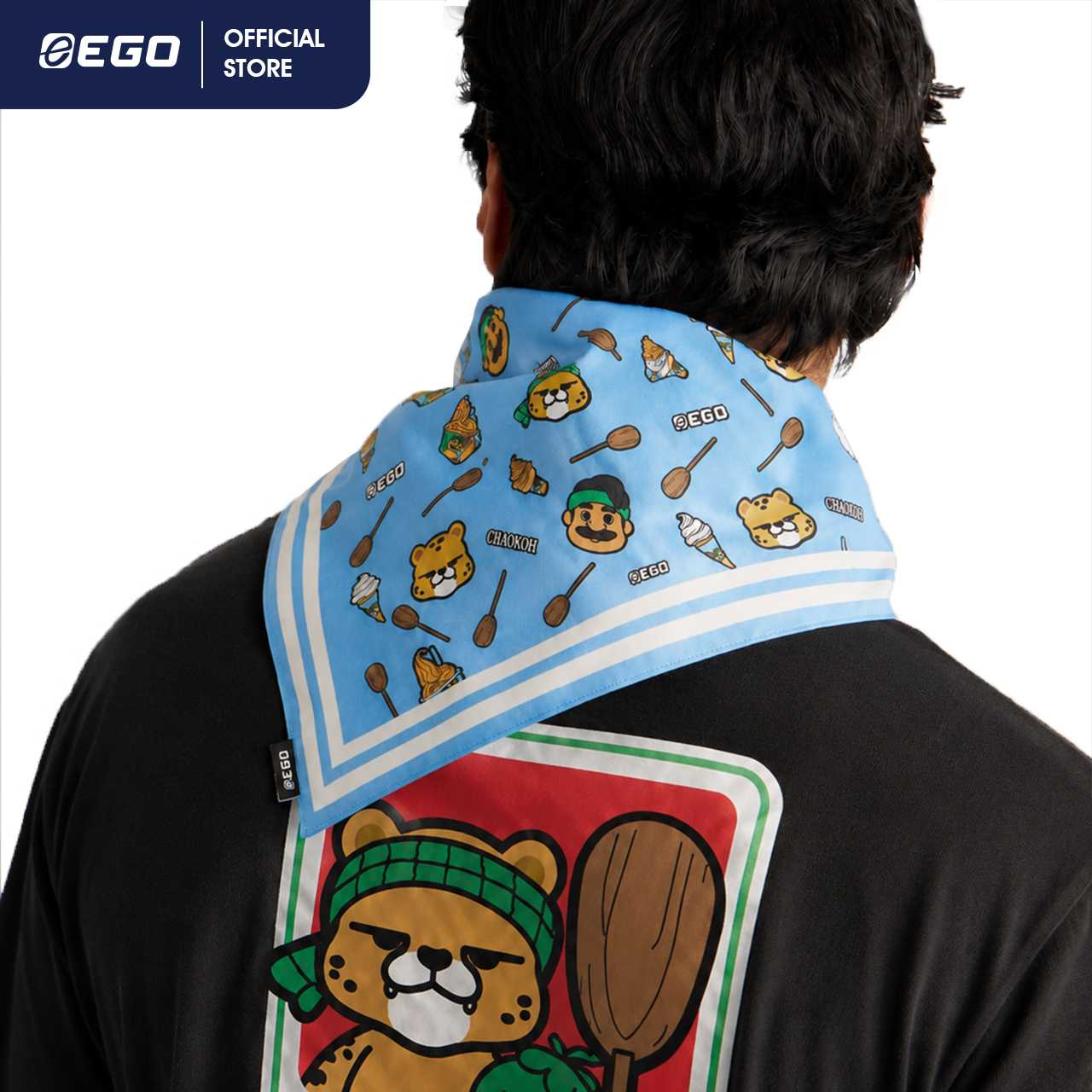 TS031 ผ้าพันคอ EGO x CHAOKOH สีฟ้า