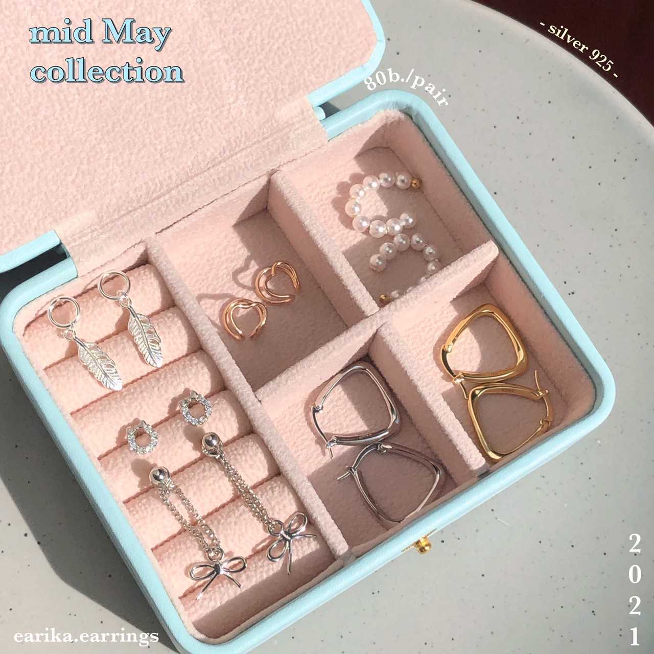 earika.earrings - ต่างหูเงินแท้ S92.5 คอลเลคชั่นกลางเดือนพฤษภาคม 2021 (1) เหมาะสำหรับผิวแพ้ง่าย
