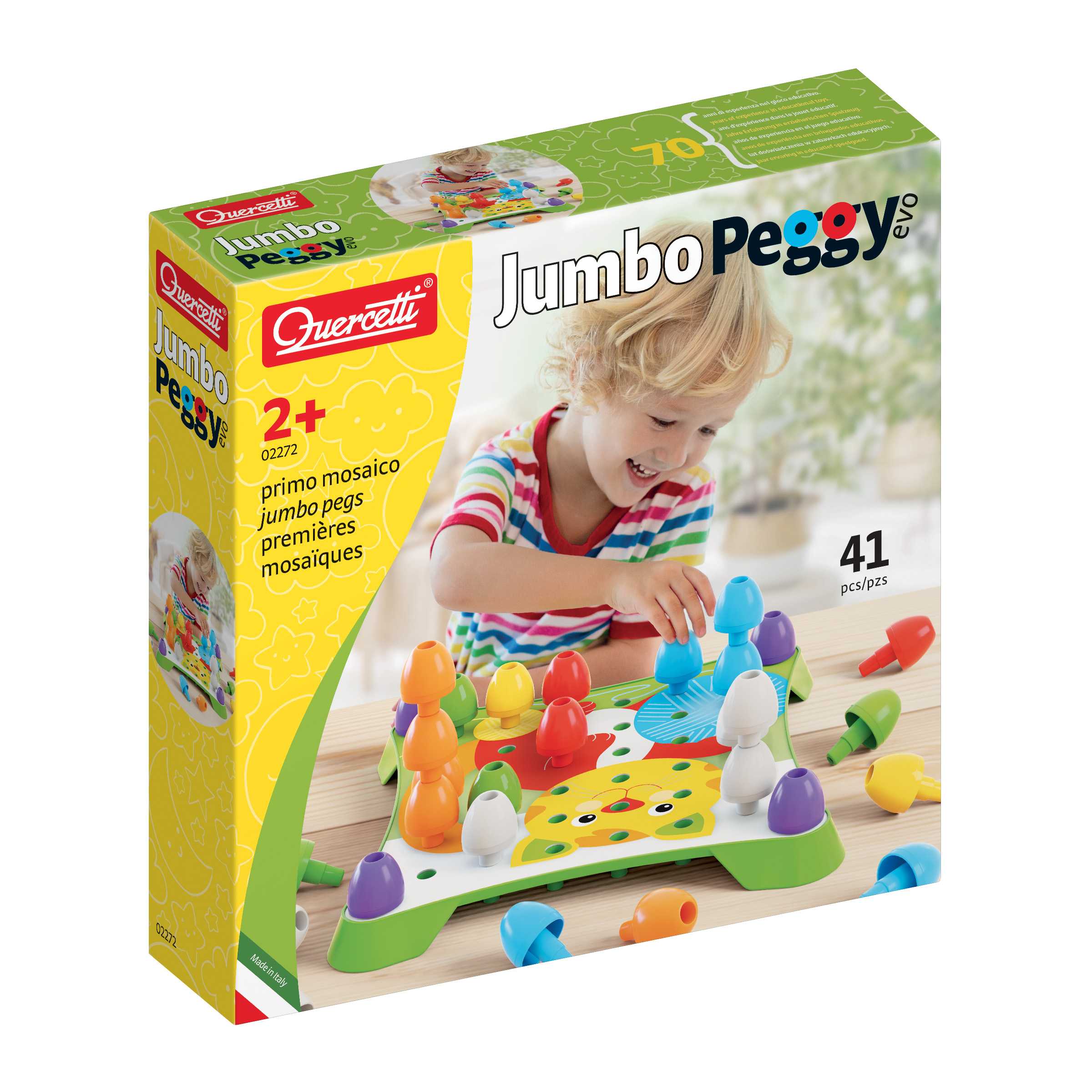 Quercetti Jumbo Peggy - Jumbo Pegs เกมกระดานปักหมุดชิ้นจัมโบ้อีโว
