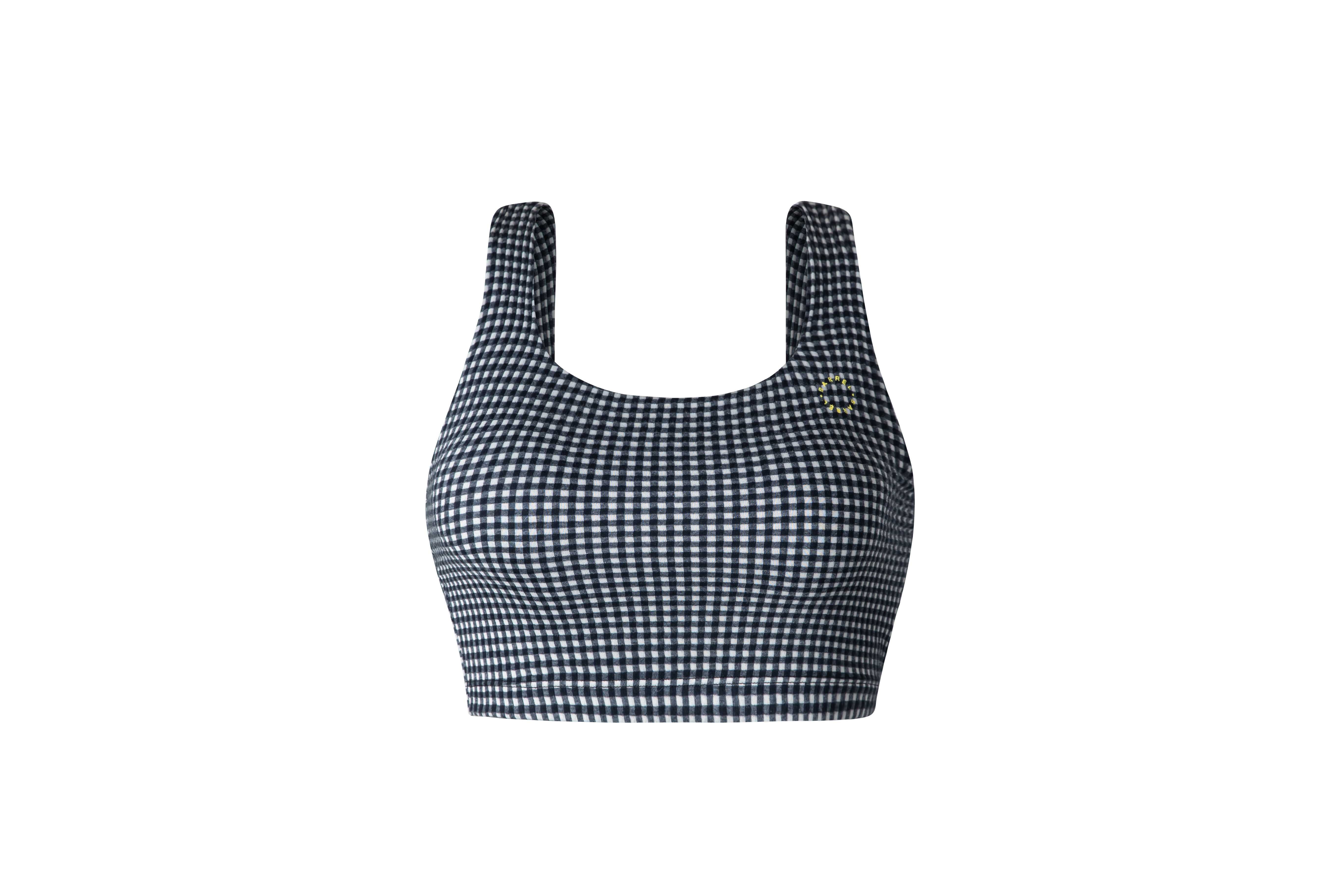BARREL FIT CHECK SQUARE CROP TOP NAVY CHECK (FIT)