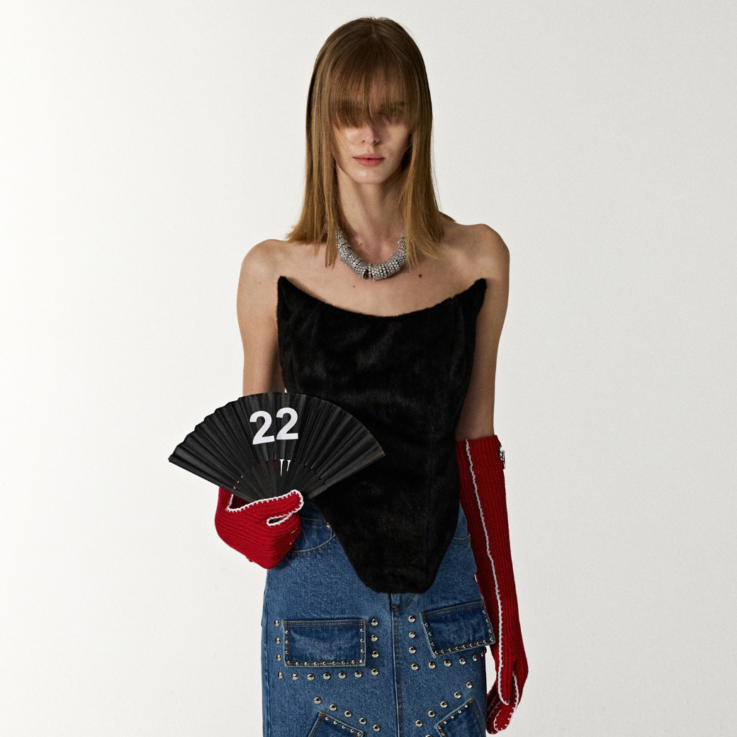 LEJE POPPY FAUX FUR CORSET - BLACK