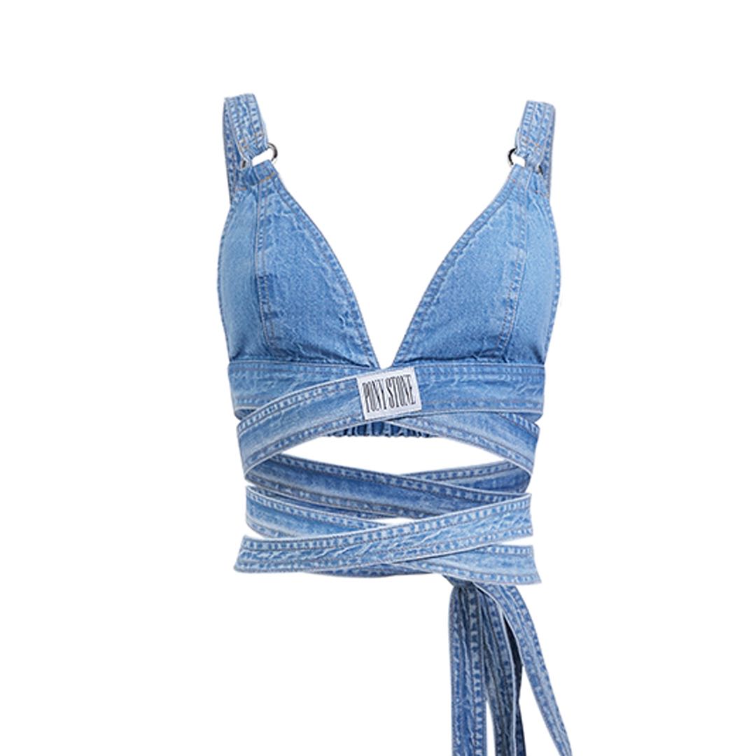 VIVIEN wrap denim bralette