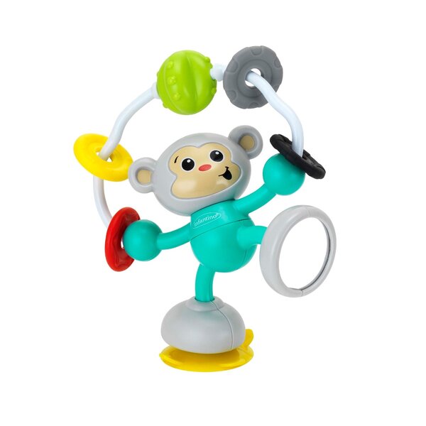 Infantino ของเล่นสำหรับติดเก้าอี้ทานข้าว-ลิง : STICK & SPIN HIGH CHAIR PAL
