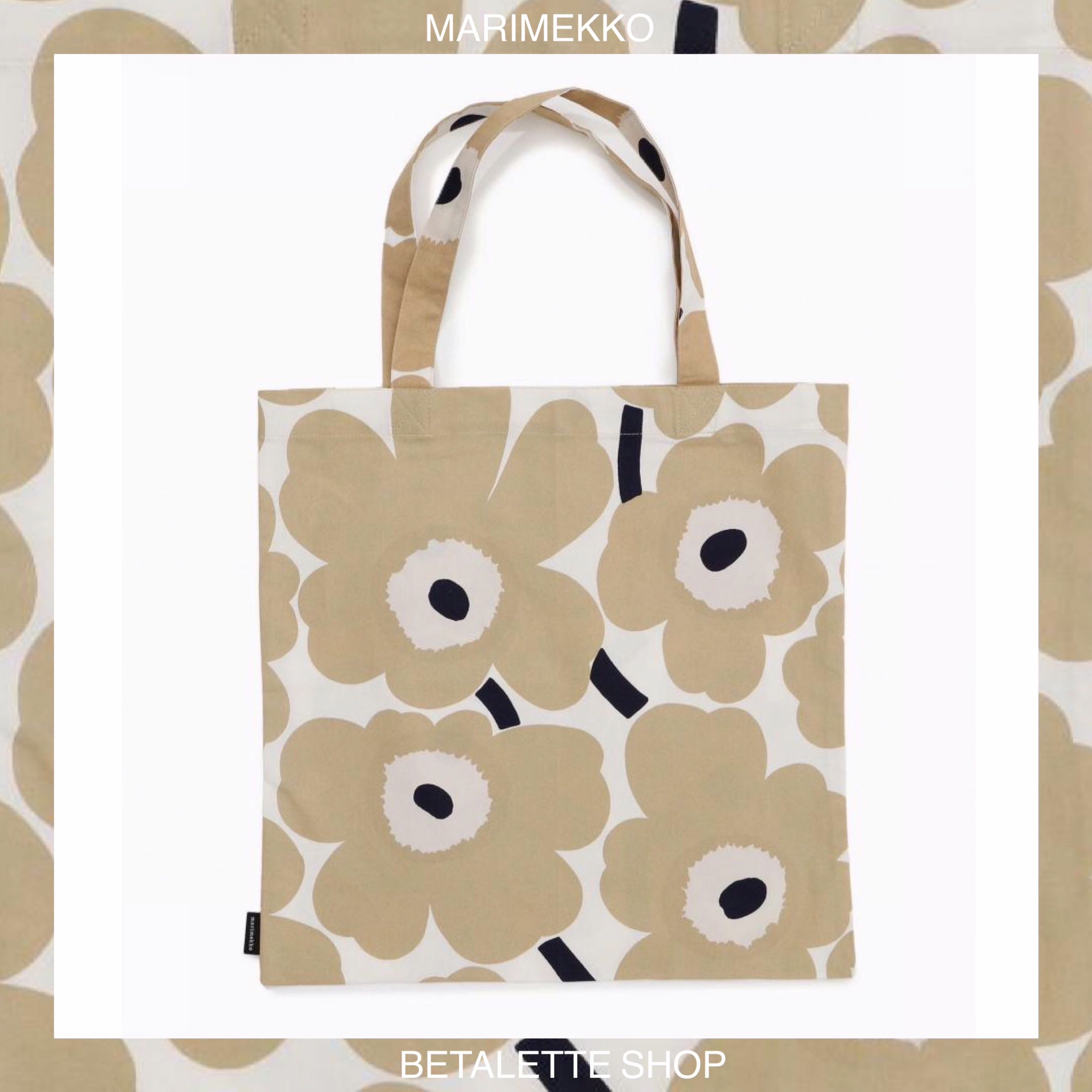 พร้อมส่ง สีหายาก !! 🍪 Marimekko Unikko Tote Bag สีเบจเข้ม 🍪