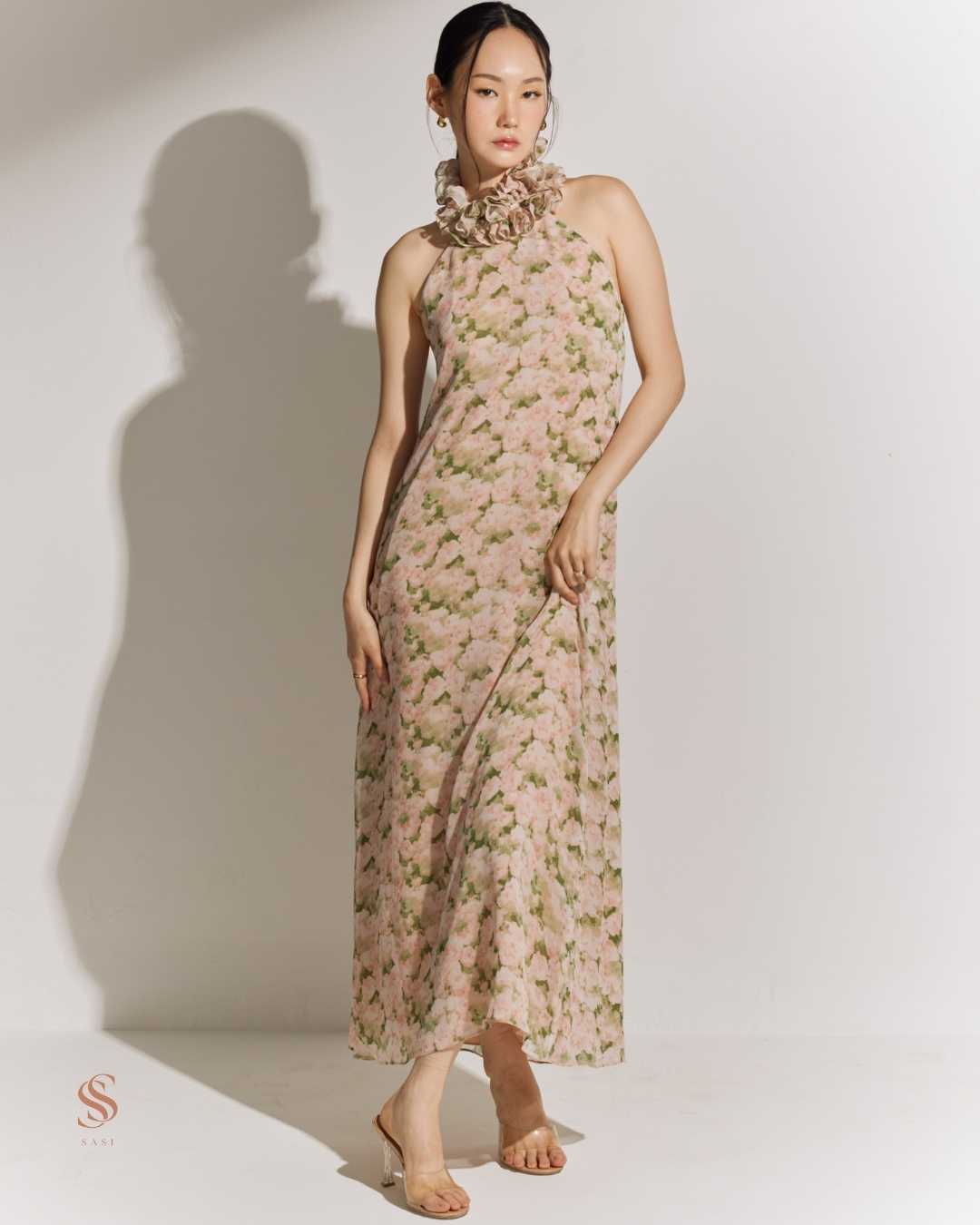 Bysasi serenity bloom dressเดรสคล้องคอระบาย(SSSS2470011)
