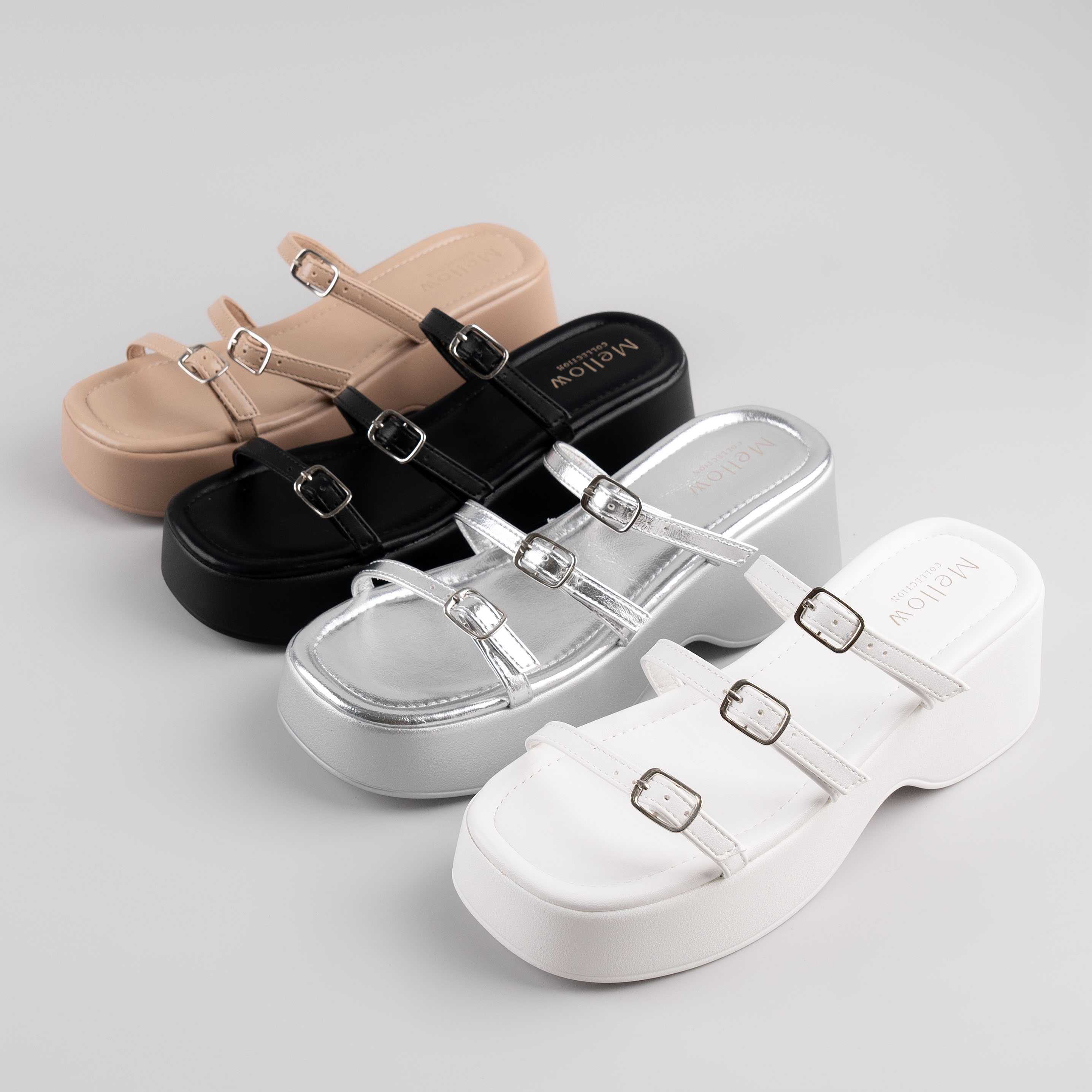 Mellowco รองเท้าส้นขนมปัง หนัง PU สูง 2.5 นิ้ว  รุ่น Call Me Tulip 4-4352