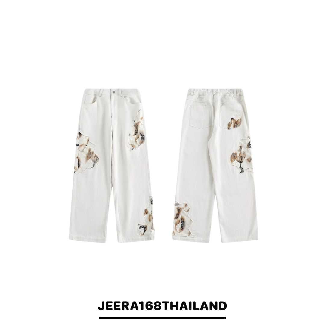 (พร้อมส่ง) Jeera168 | White Burnt  Long Pants