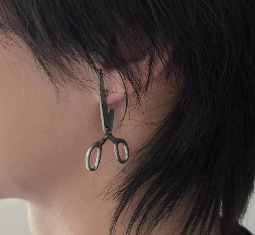 ต่างหูสตั๊ดรูปกรรไกร ต่างหูสไตล์เรโทร เครื่องประดับวินเทจ เครื่องประดับแฟชั่น