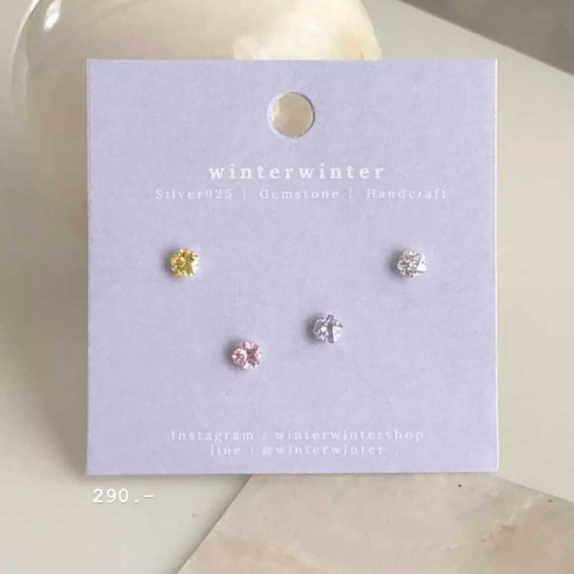 Winterwinter Jewelry Silver925 : ต่างหูเงินแท้เซ็ต มีให้เลือกหลายสี น่ารักมาก