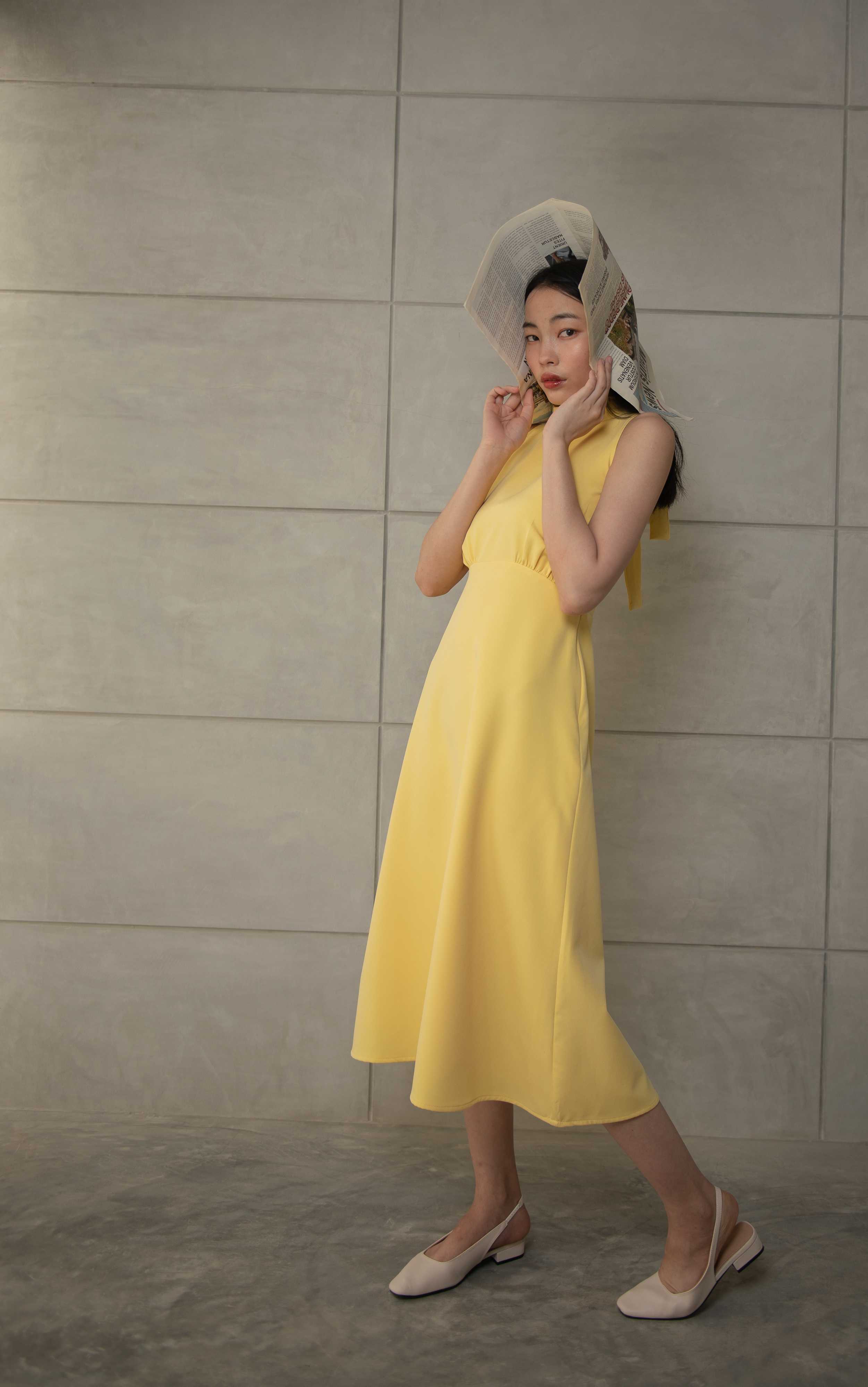 Marron dress - Yellow