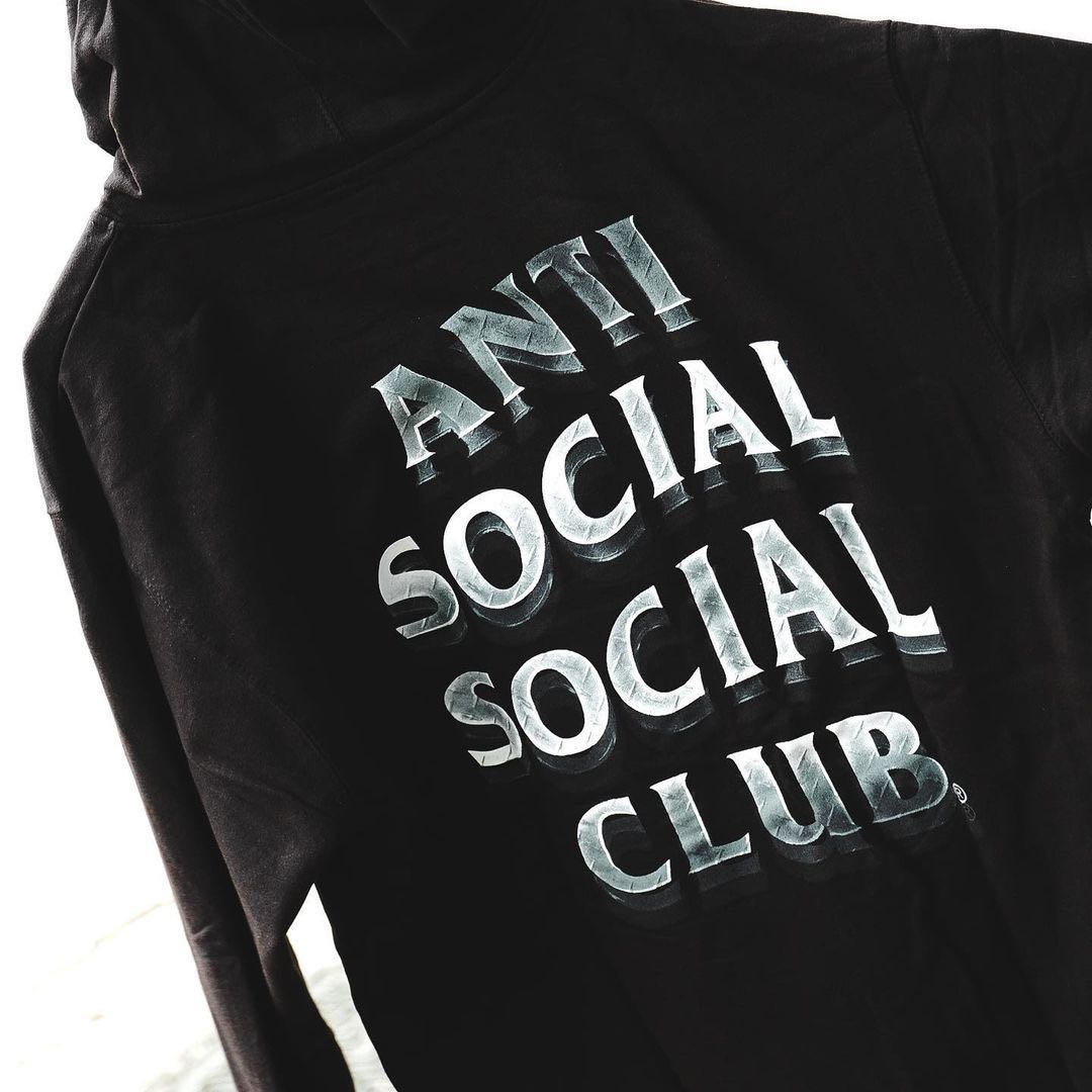 Anti Social Social Club Silver 3D Logo Black Hoodie 