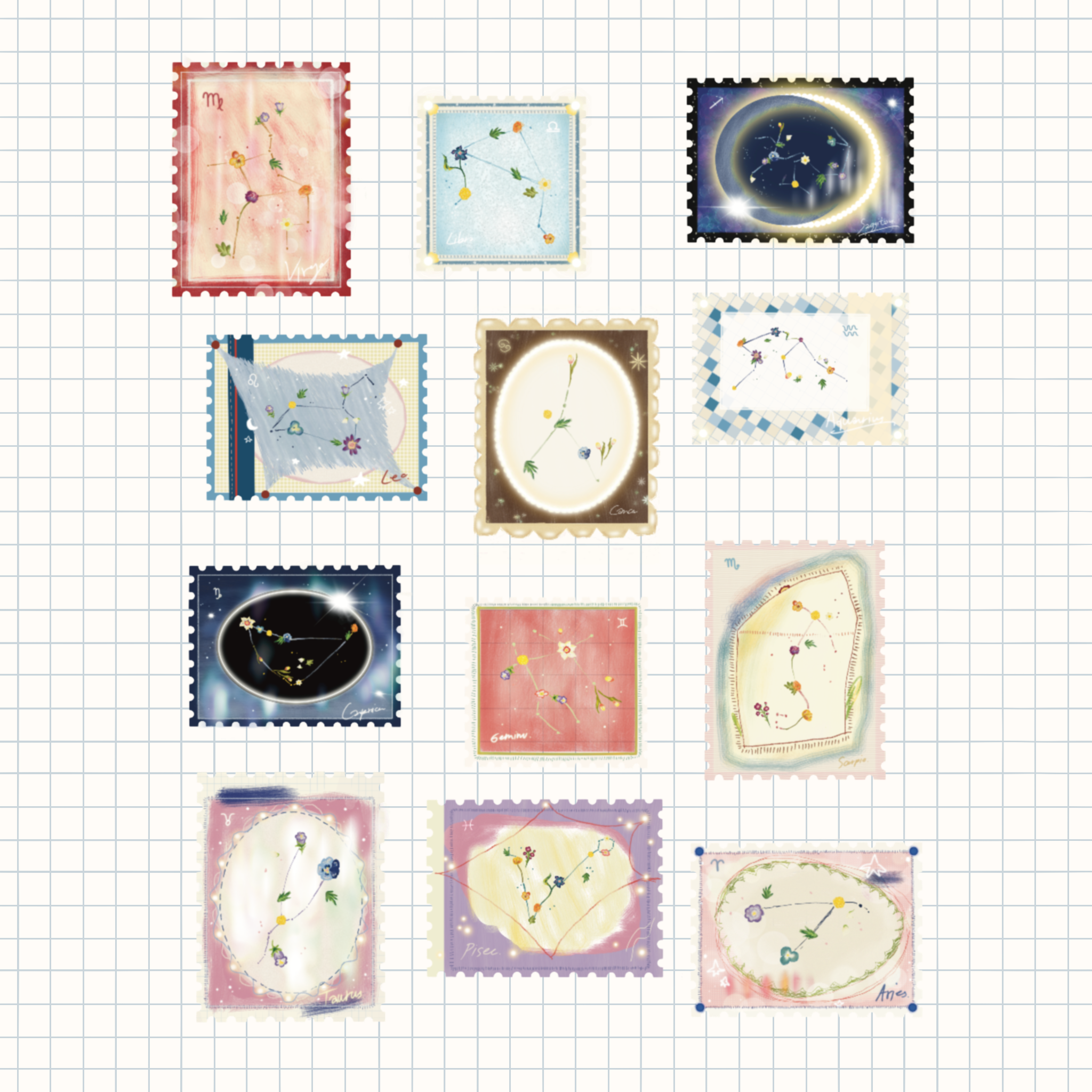 Preorder— Sticker ‘Zodiac Signs stamps’