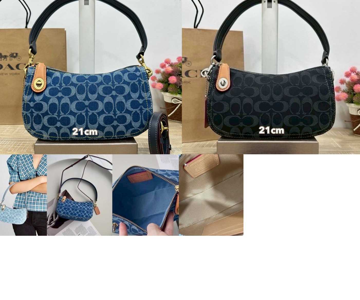 กระเป๋าสะพาย Coach Swinger Bag In Denim Signature Jacquard CA103