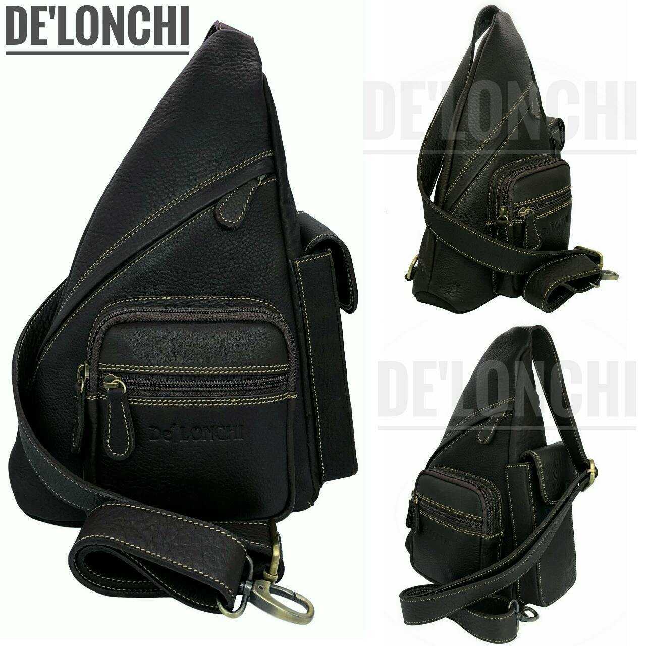 Delonchi กระเป๋าหนัง fanny คาดอก หนังชามัวส์ฝอกนิ่ม รุ่น de019