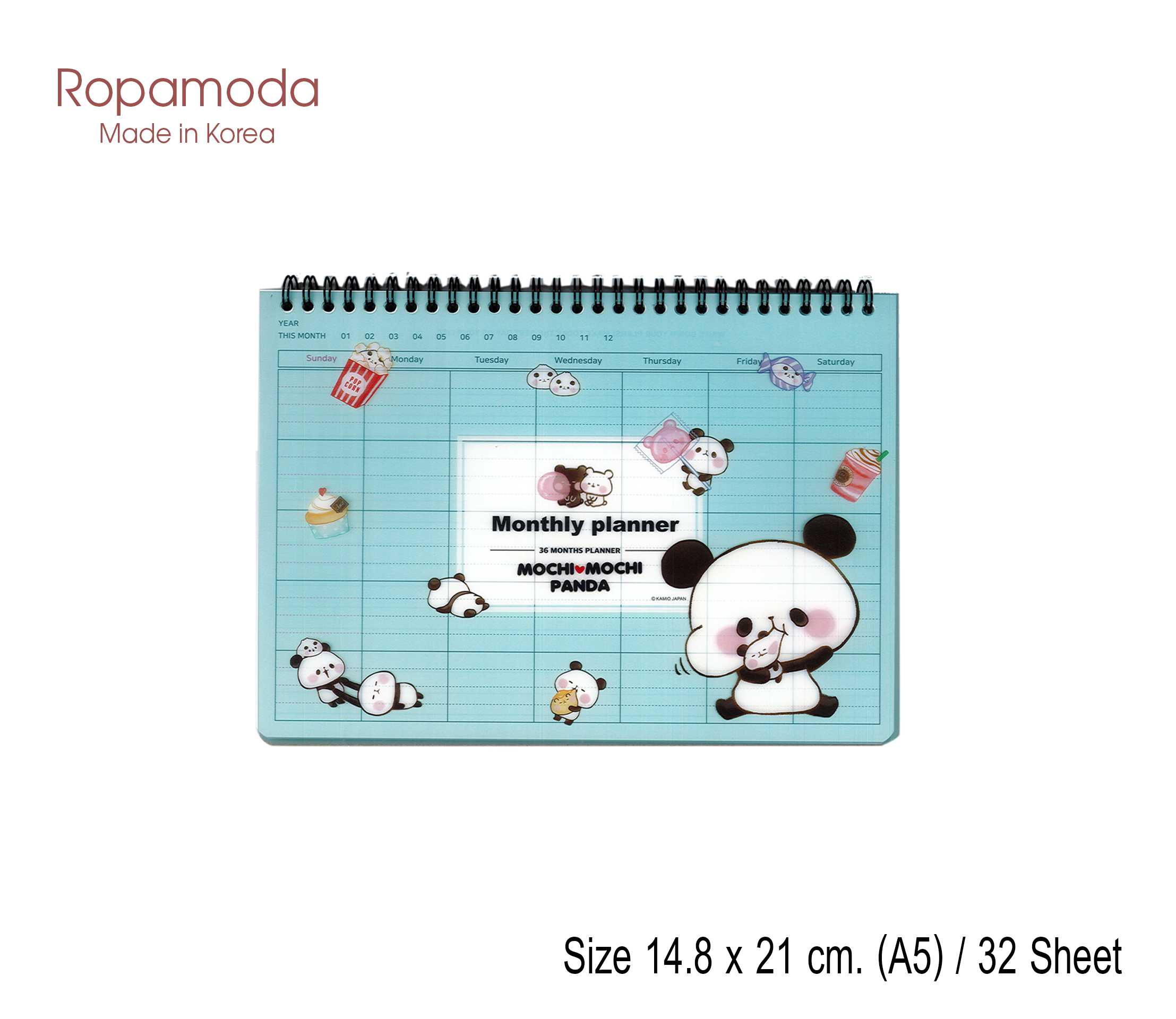 Ropamoda สมุด Monthly planner ปกพลาสติกลาย Mochi panada ลิขสิทธิ์แท้จากญี่ปุ่น