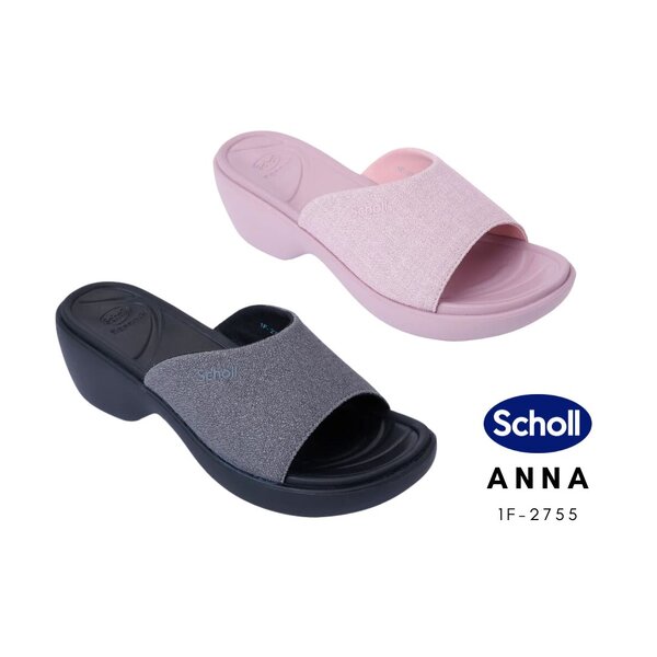 (สีชมพู Size40) Scholl รุ่น Anna 1F-2755 รองเท้าแตะสกอลล์ แบบสวม รองเท้าสุขภาพ สวมใส่สบายและทนทาน