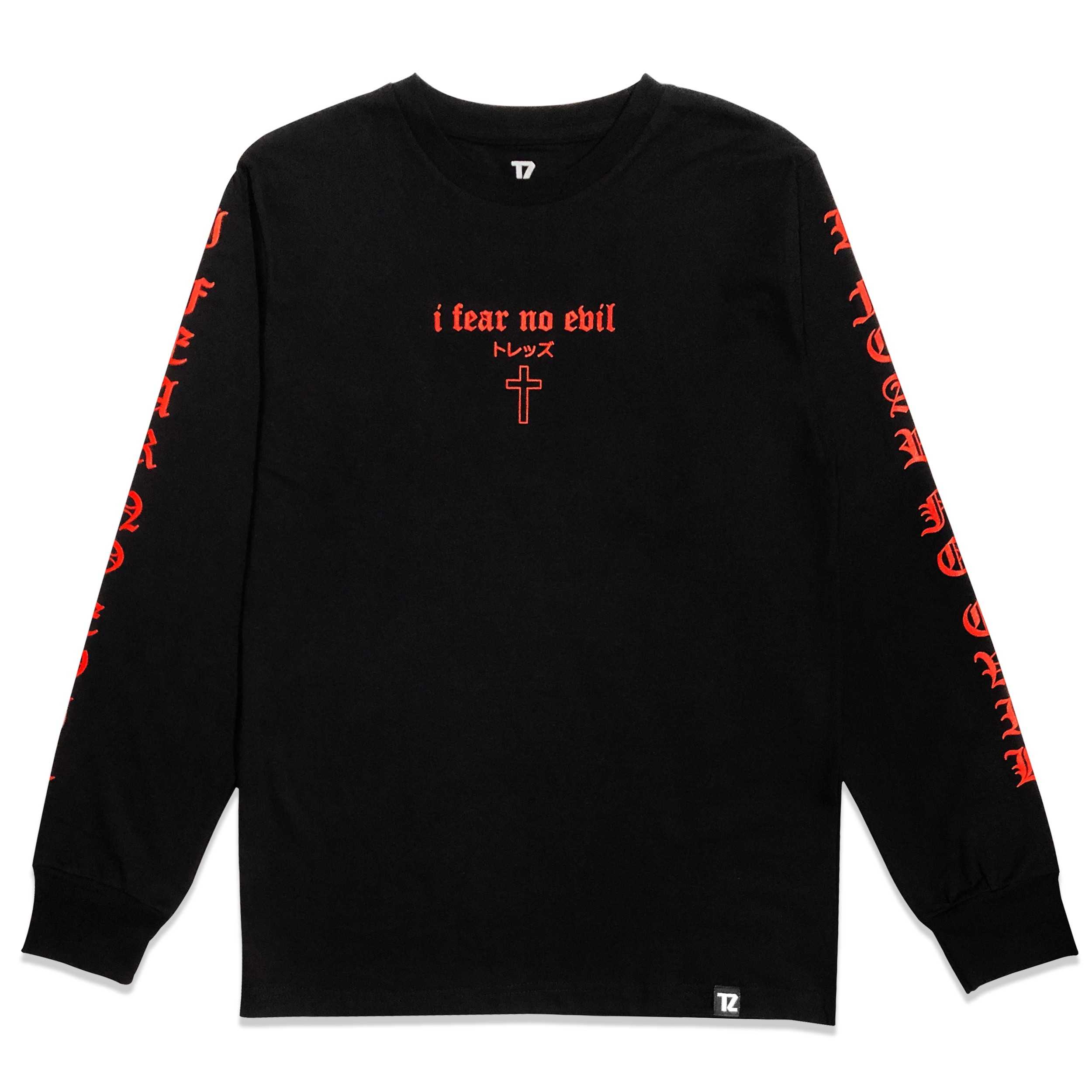 I FEAR NO EVIL LS TEE - BLACK/RED