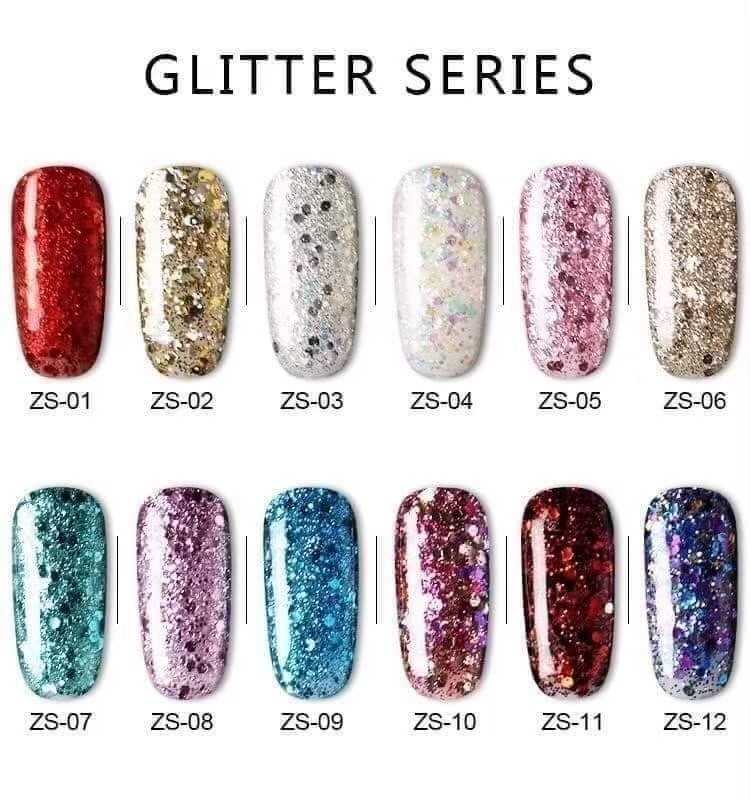 สีเจลกริตเตอร์เซต12 สี AS รหัส ZS