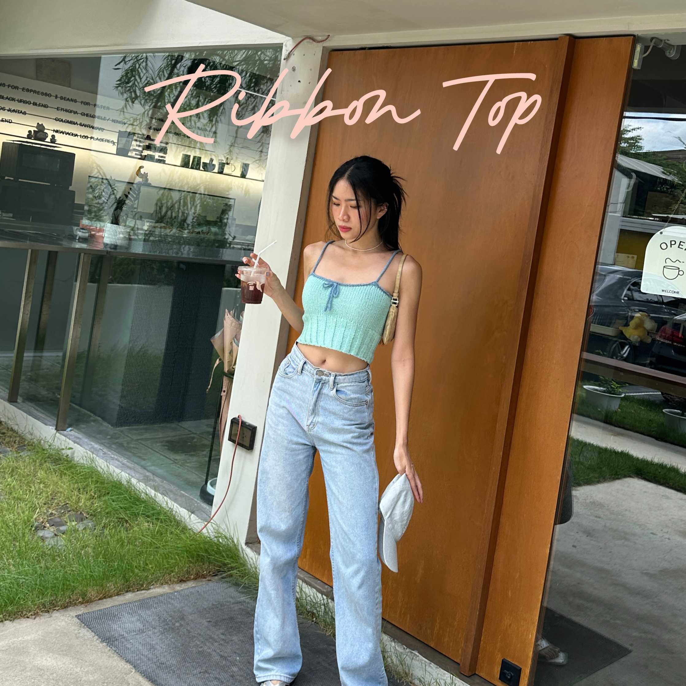 Ribbon Top (Mint-Blue)