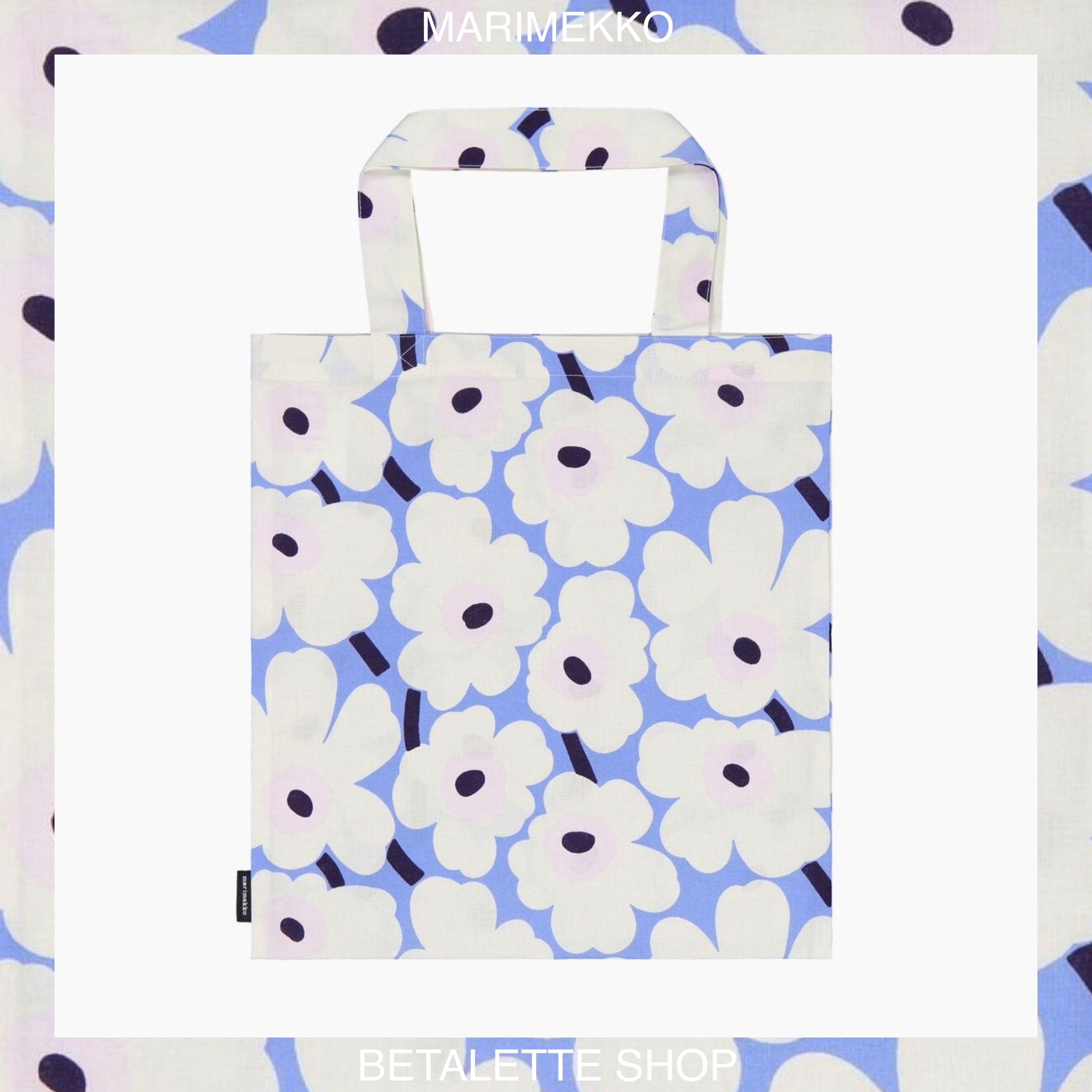 พร้อมส่ง !! 🐳 Marimekko Unikko Mini Tote Bag สีฟ้า Baby Blue 🐳