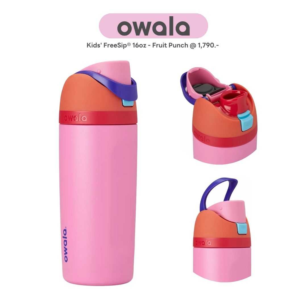 Owala FreeSip Kids Vacuum Water Bottle - Fruit Punch ขนาด 16oz. จากอเมริกา พร้อมส่ง
