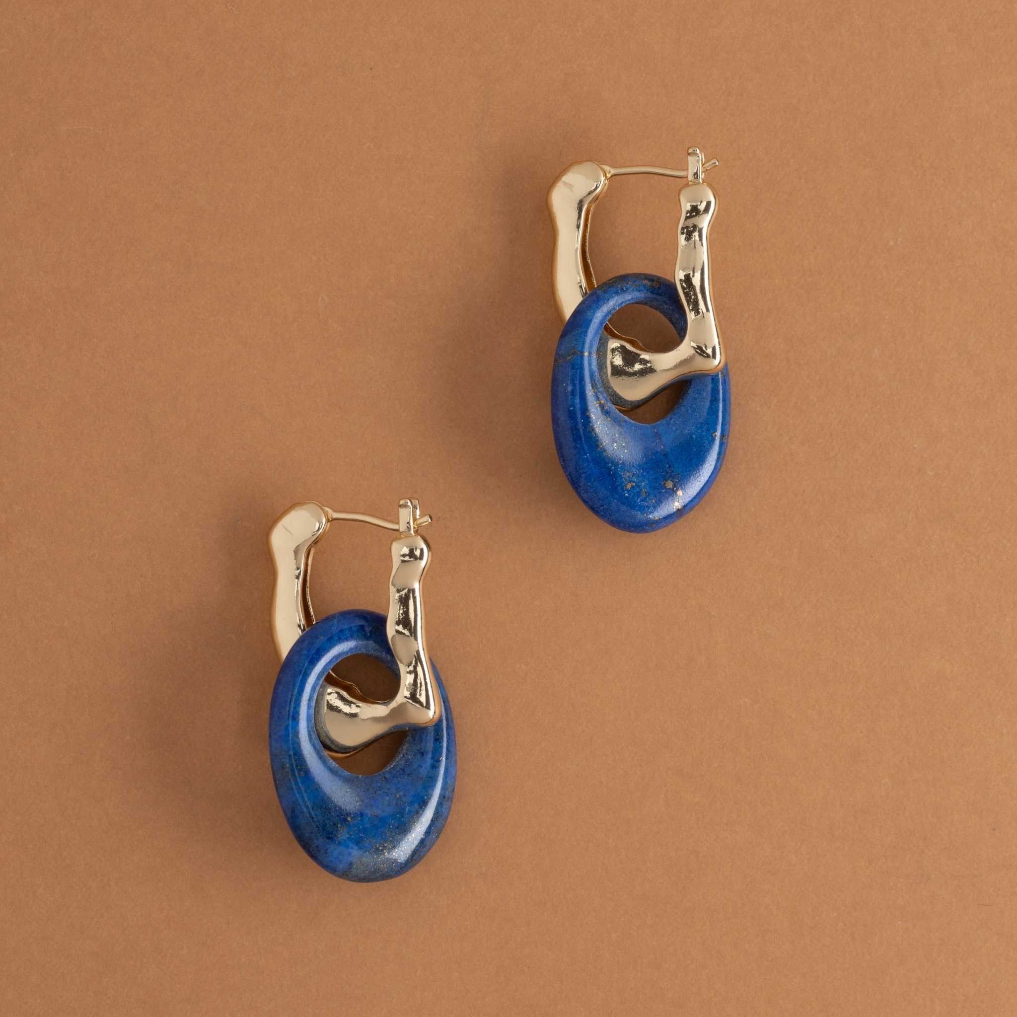 LAPIS DISC EARRINGS