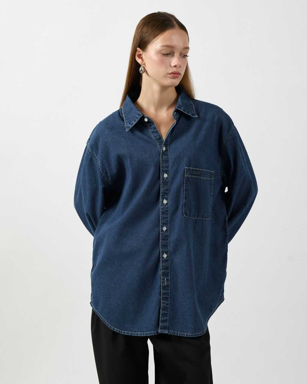 AIMER - Oversized Shirt in Indigo Denim (Available in 3 sizes)