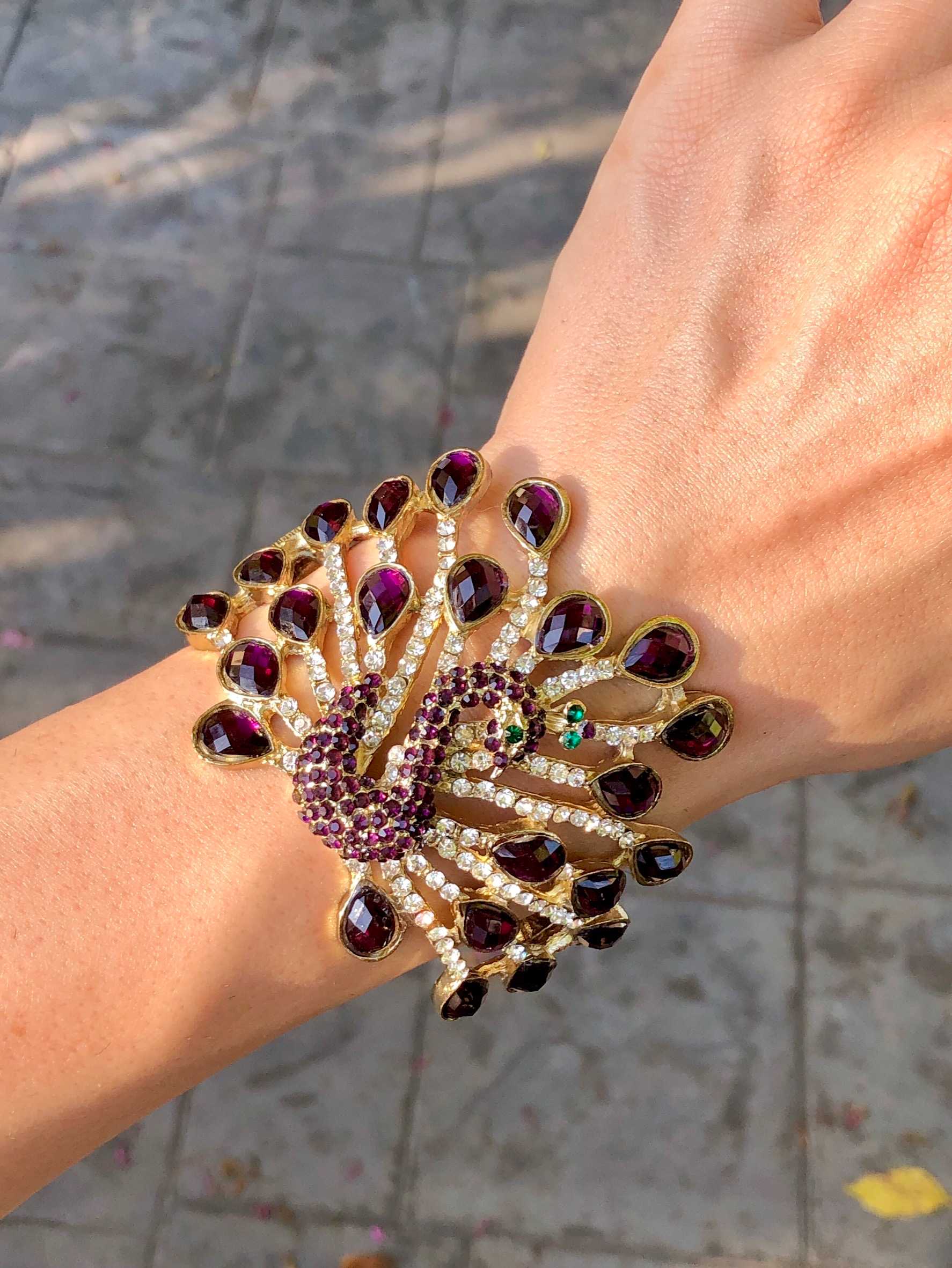 Vintage Peacock Bracelet💜🦚🫧 กำไลข้อมือวินเทจสุดอลังจากฝรั่งเศส นกยุงรำแพนหาง 🦚