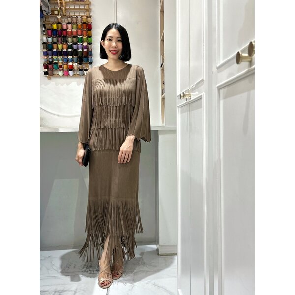 2MUAY รุ่น GA90178 เดรสอัดพลีท FRINGE LAYER PLEATED DRESS 11 สี FREE SIZE