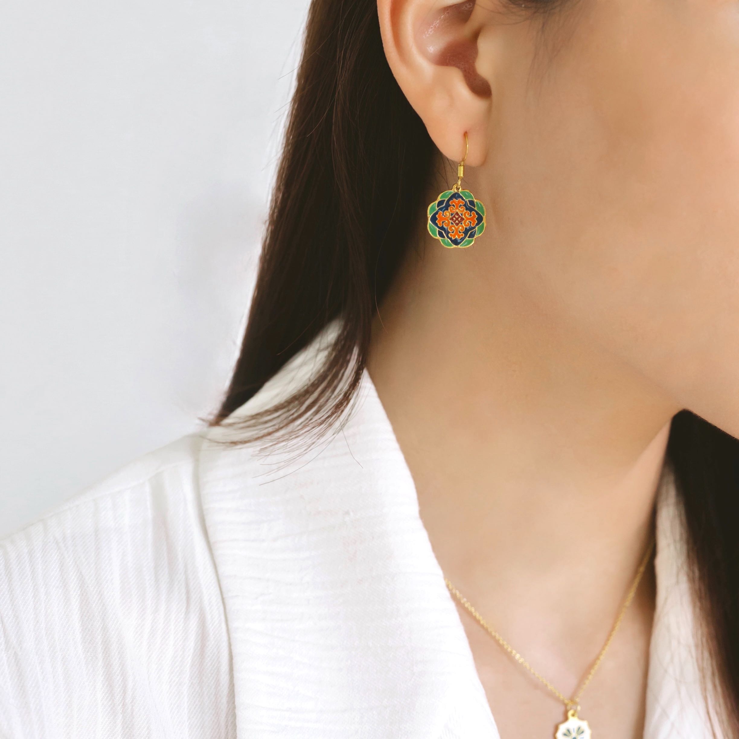 Chino-Protuguese(Spain Moroccan)earrings /ต่างหูชิโน ลายสเปน โมร็อคเคน