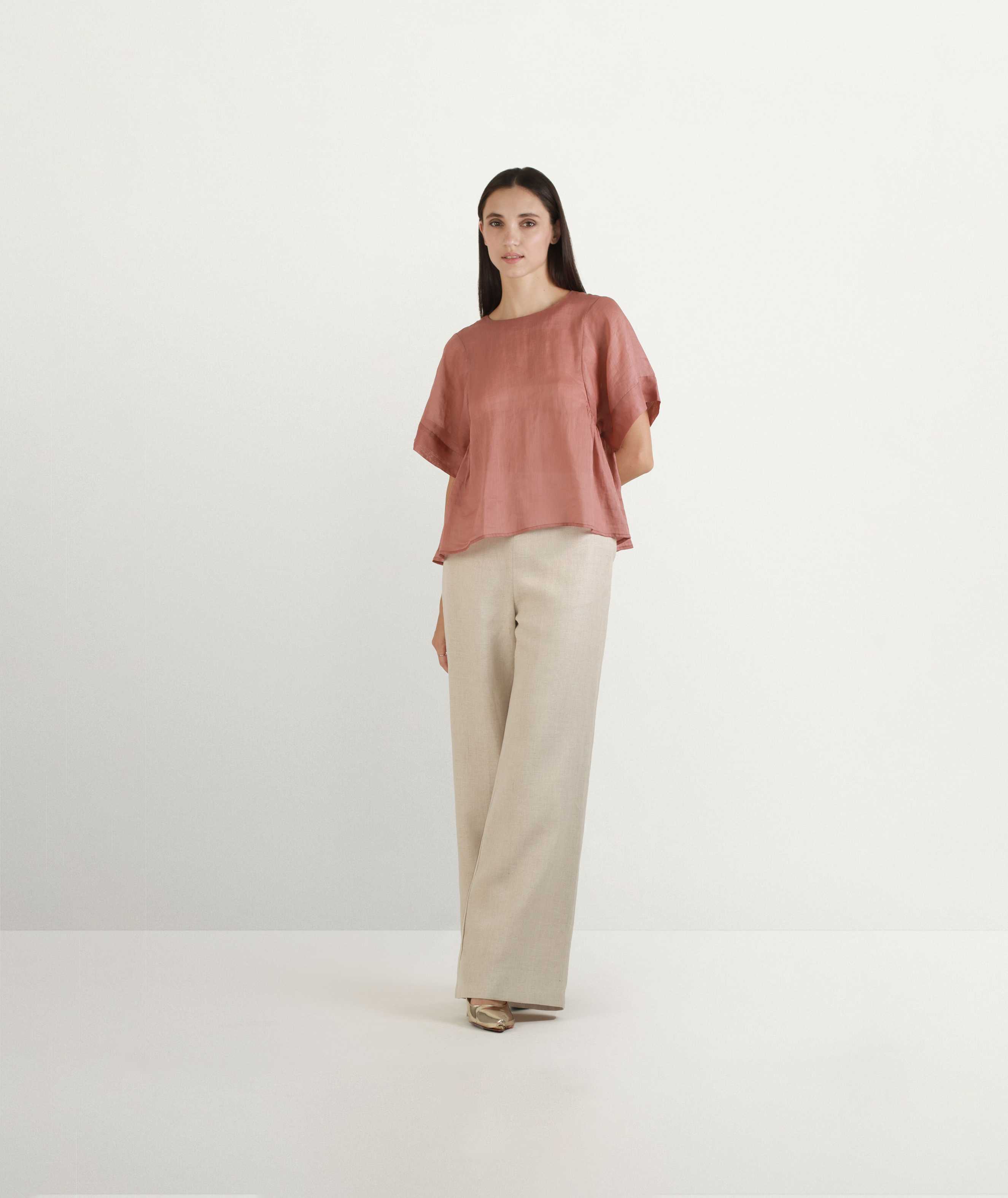 Rosewood Boxy Linen Tee