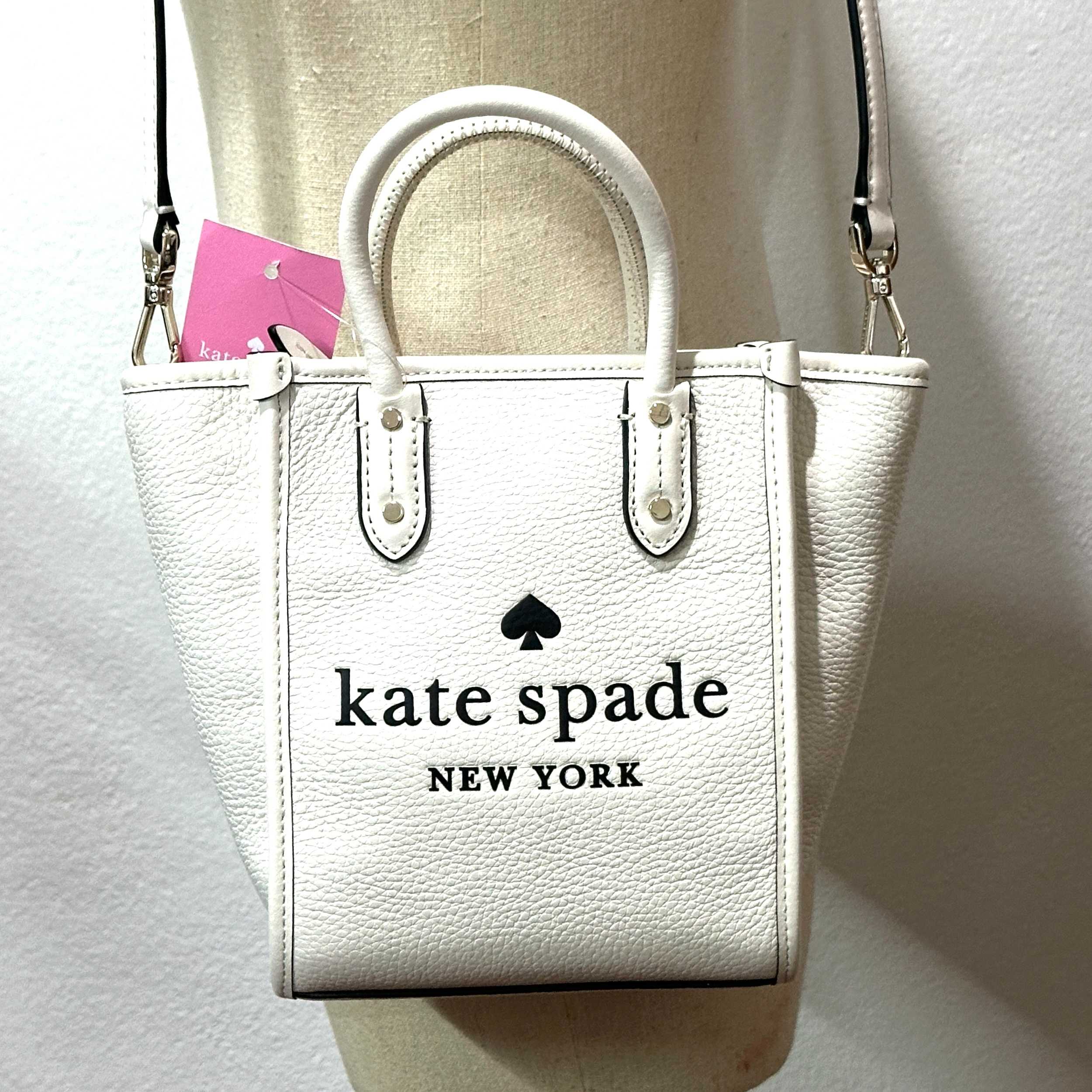 Kate Spade แท้ Kate Spade K7295 Pebbled Leather Ella Mini Tote Parchment