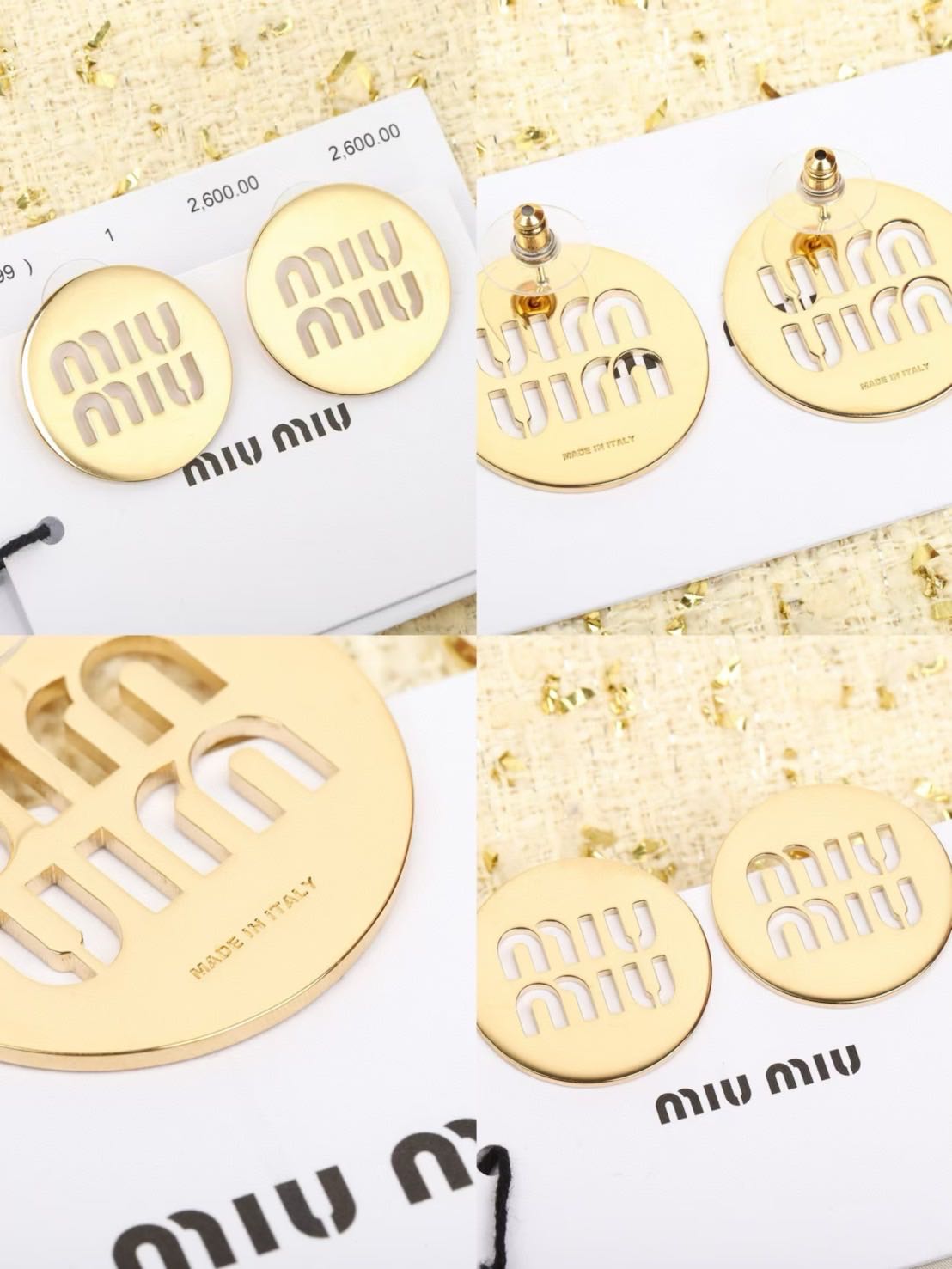 (E135)ต่างหู Miumiu สีทอง (งาน1:1)